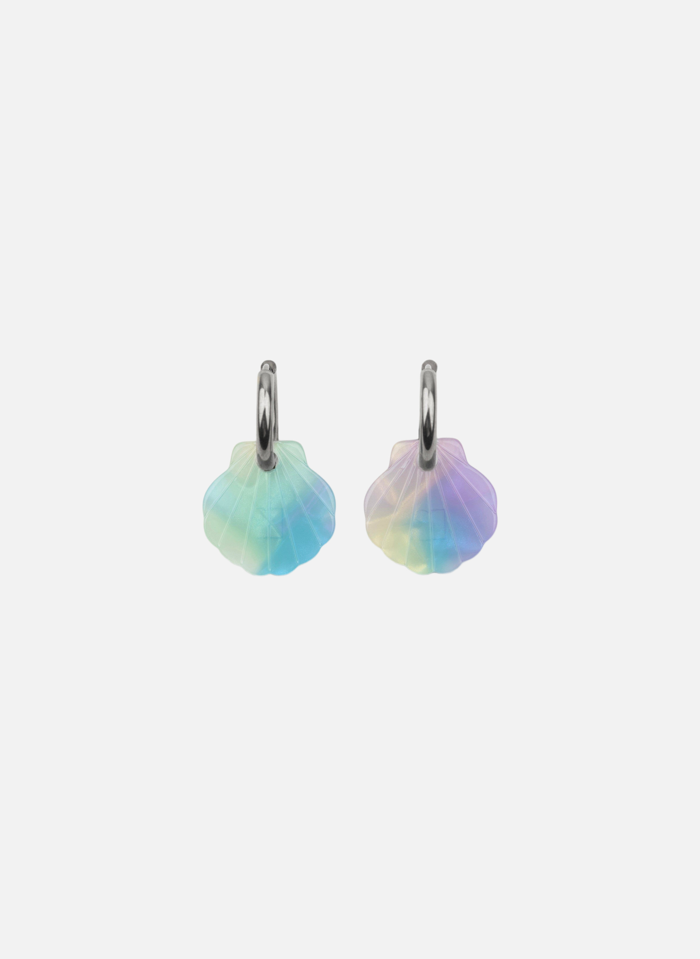 Boucles d'oreilles baby mermaid avec anneaux en acier inoxydable argenté  Sirène