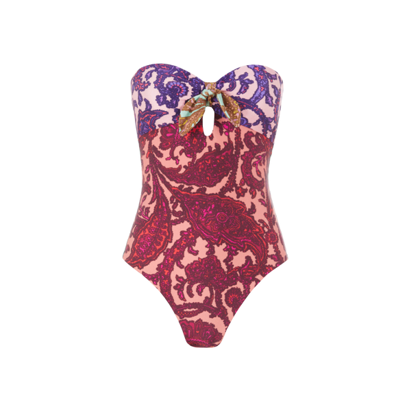 Shop Zimmermann Tiggy Keyhole One-piece Swimsuit In Multicolour