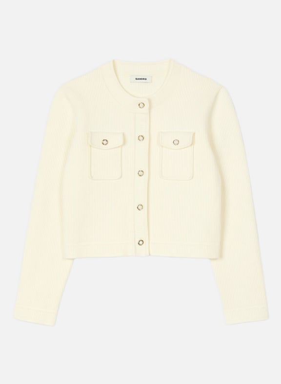 Gilet court boutonné Blanc by SANDRO SANDRO Gilet court boutonné Blanc