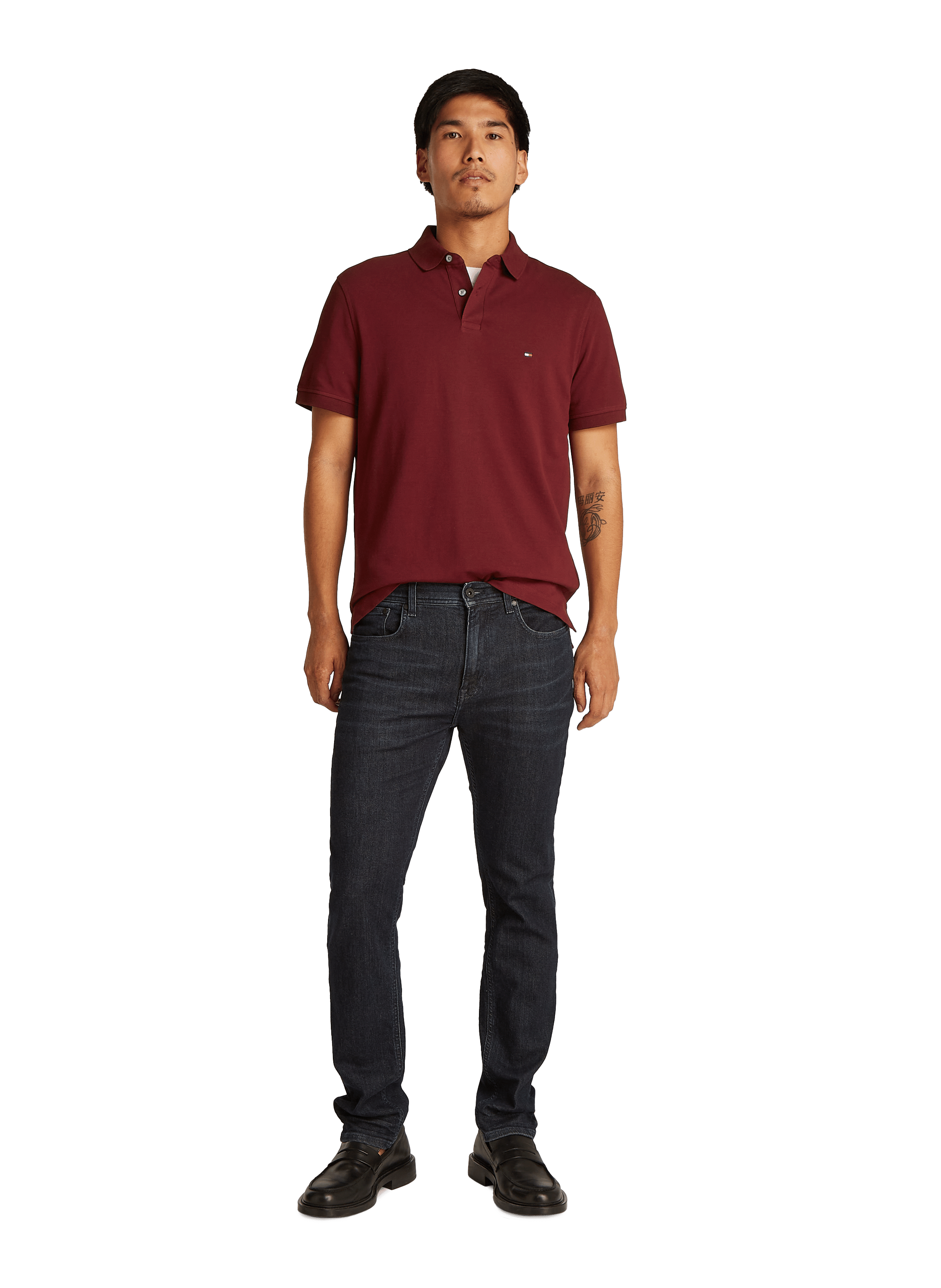 Polo droit en piqué de coton TOMMY HILFIGER Rouge