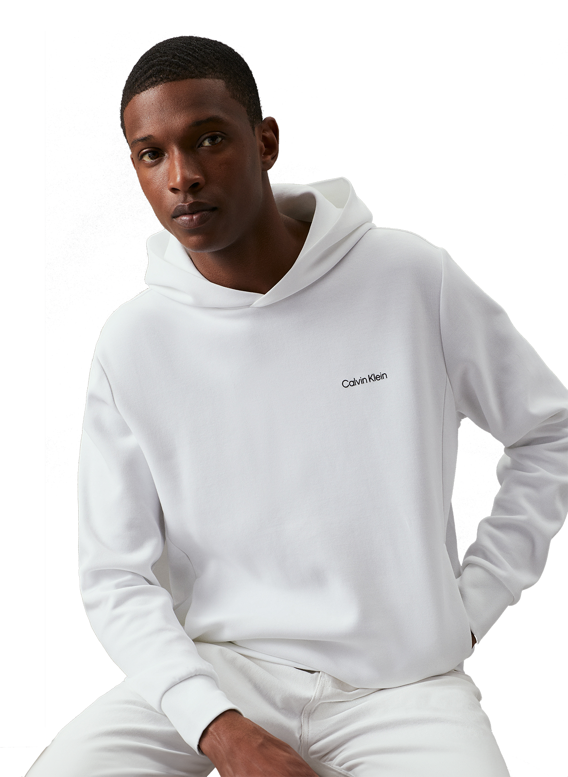Hoodie en coton mélangé CALVIN KLEIN Blanc