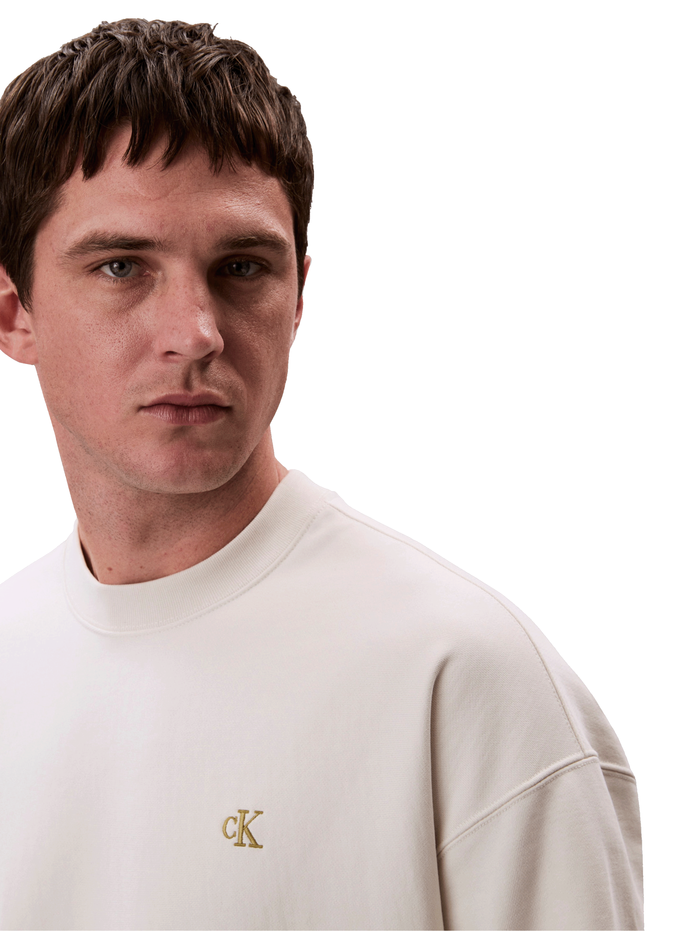 Sweatshirt oversize en tissu éponge de coton CALVIN KLEIN Blanc