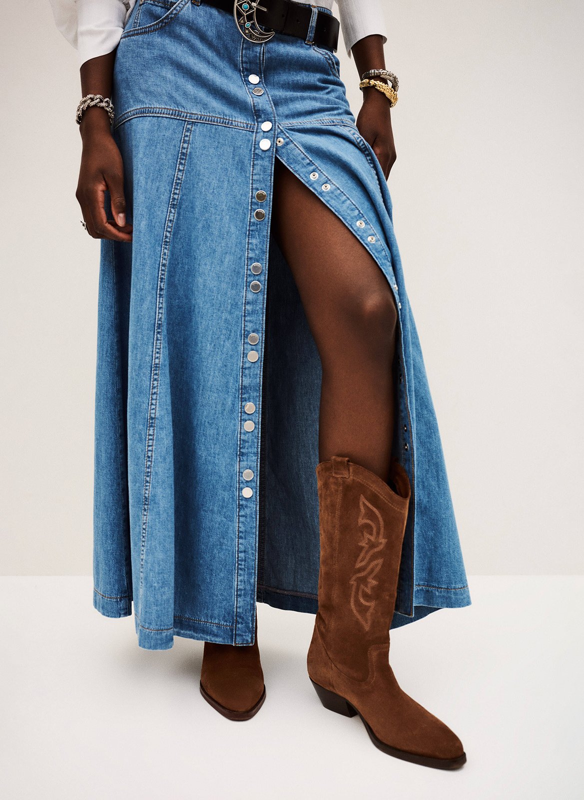 Bottines à broderies en cuir claurys BA&SH Marron