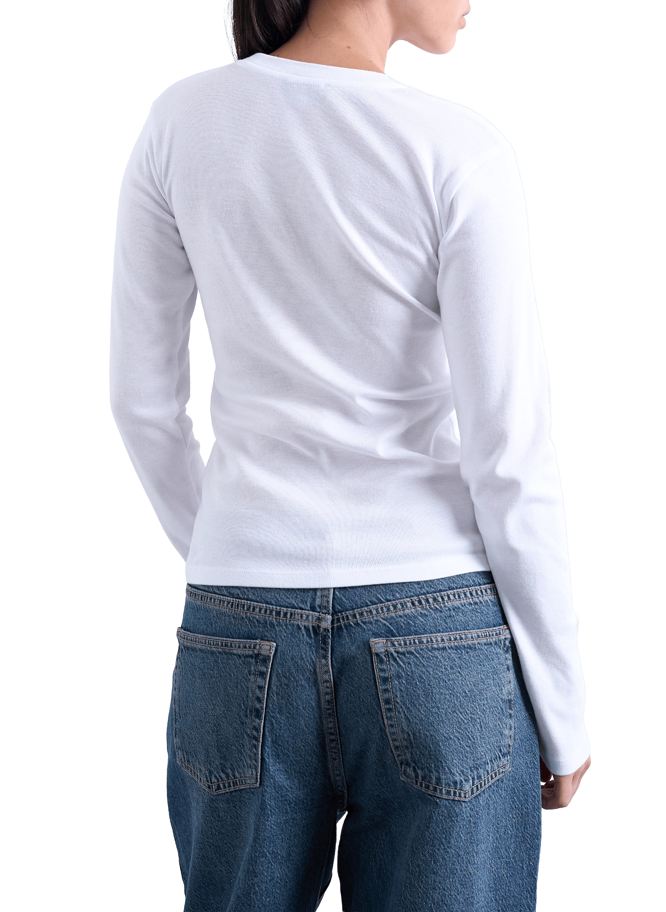 Long-sleeve cotton logo T-shirt  TOPSHOP White