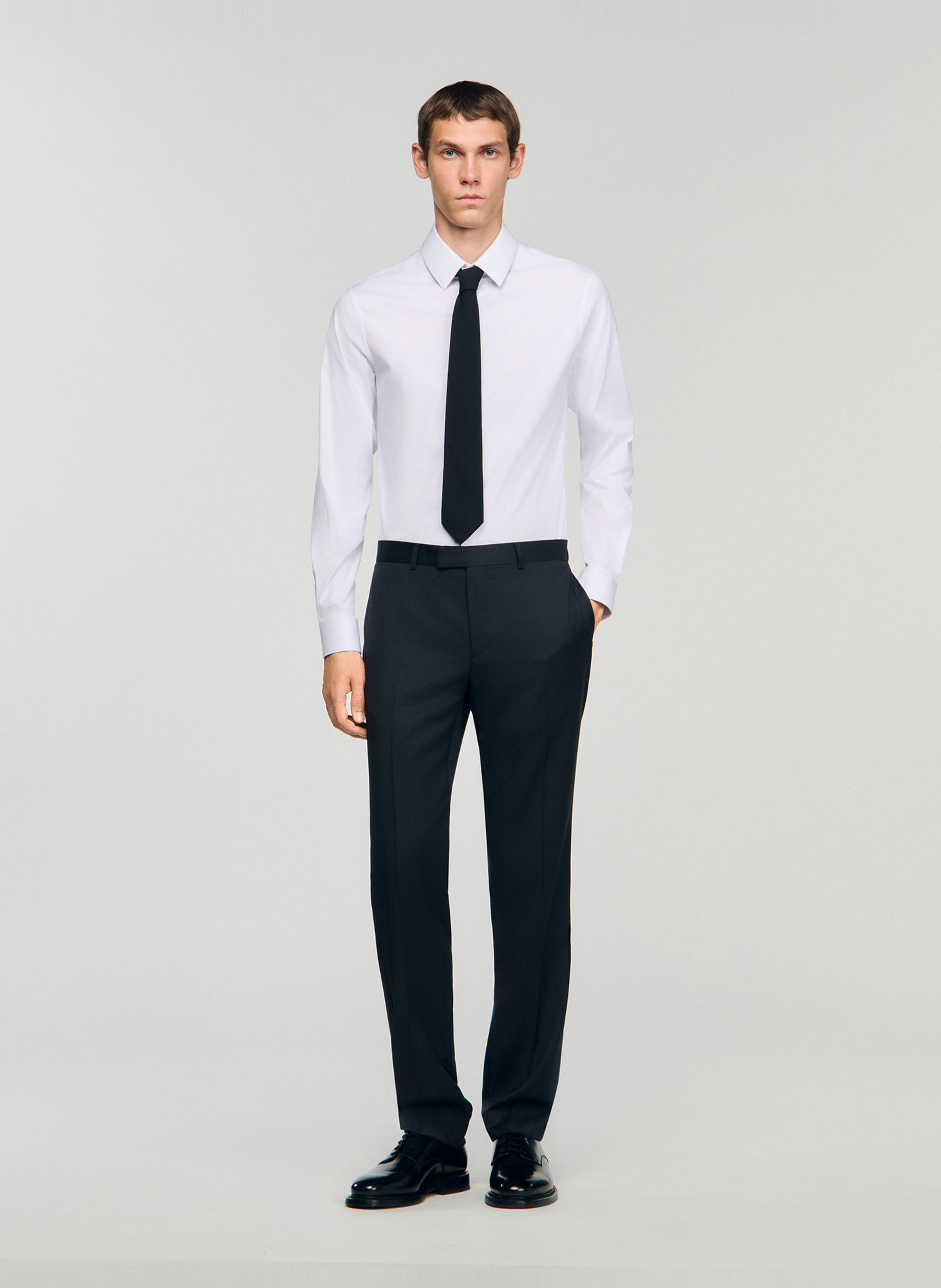Pantalon de costume en laine SANDRO Noir
