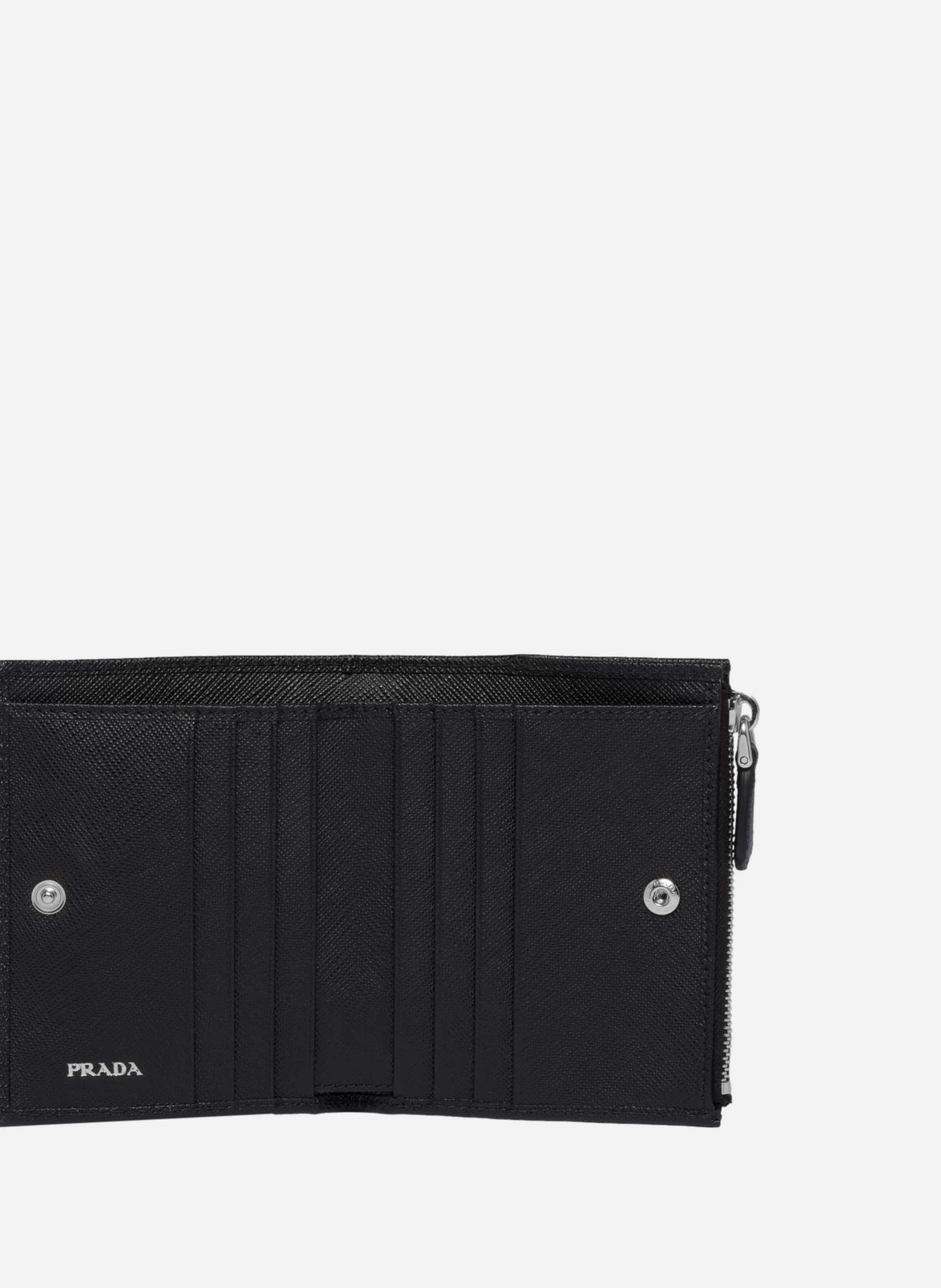 Petit portefeuille en cuir saffiano PRADA Noir