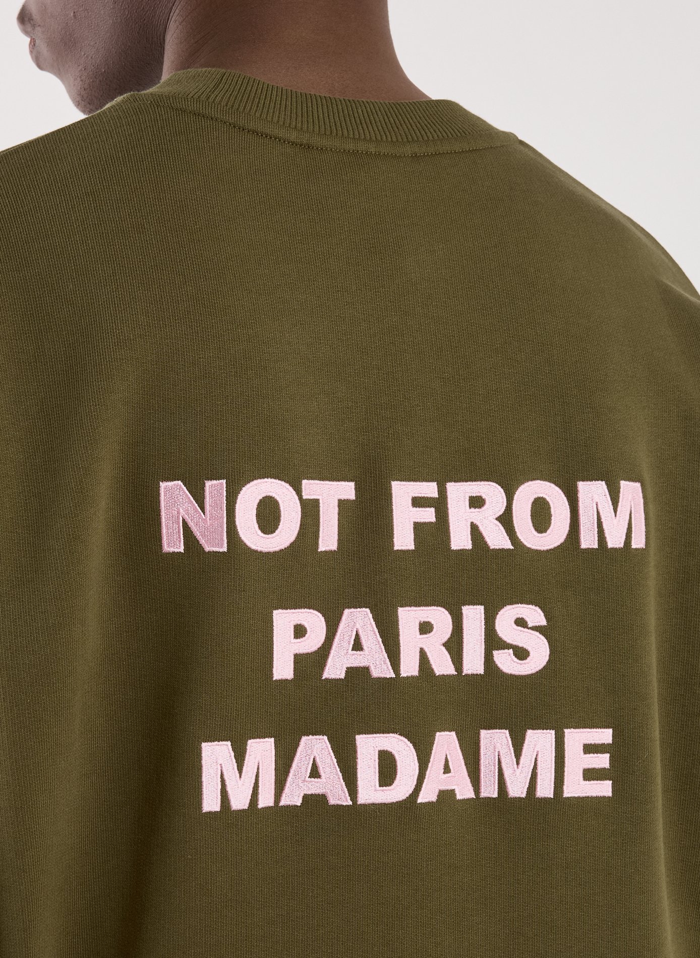 Sweat col rond en coton DROLE DE MONSIEUR Kaki