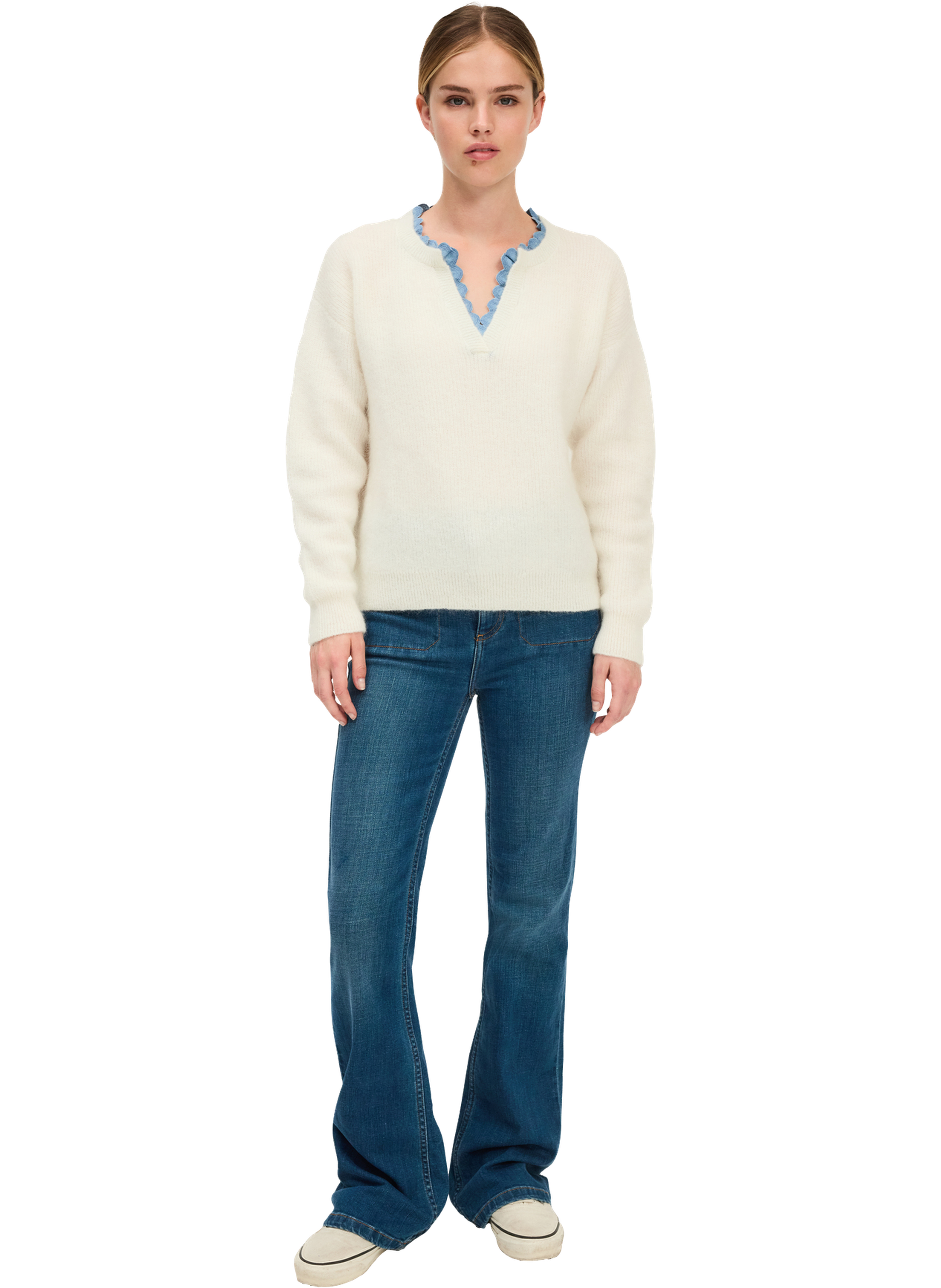 Pull à col en dentelle - eleonor Beige