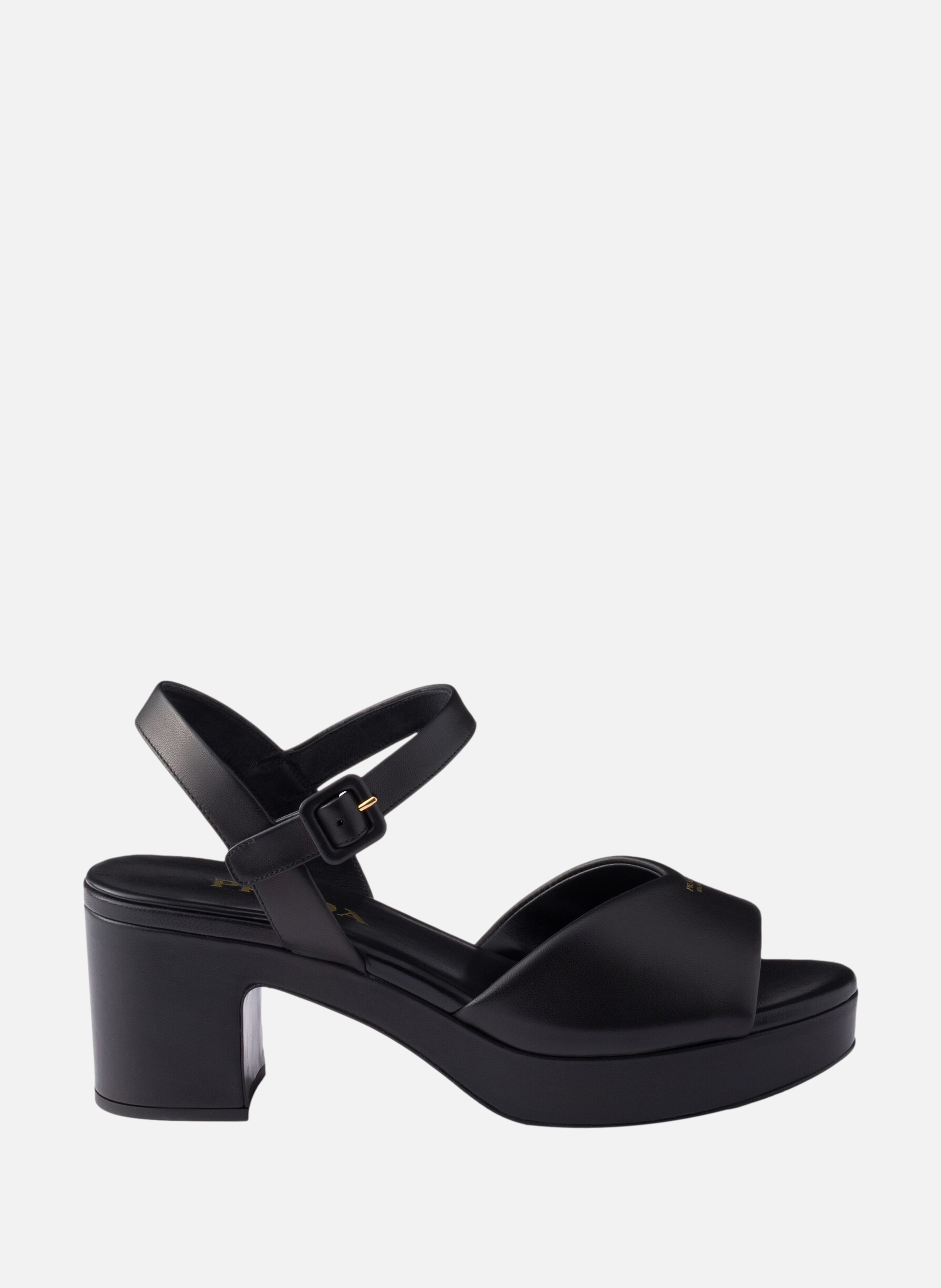 Sandales en cuir nappa matelassé PRADA Noir