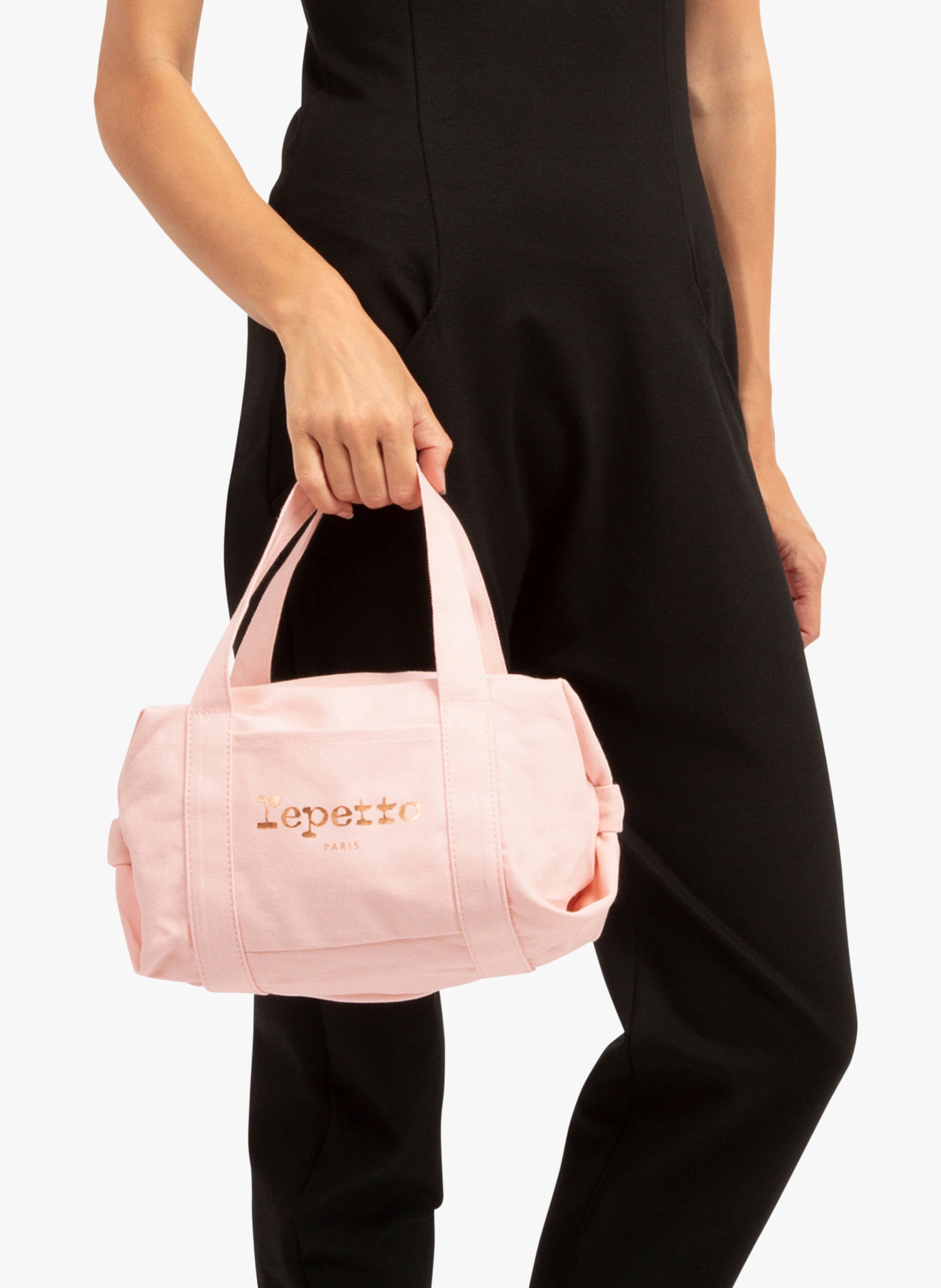 Sac épaule polochon logo imprimé en coton REPETTO Rose