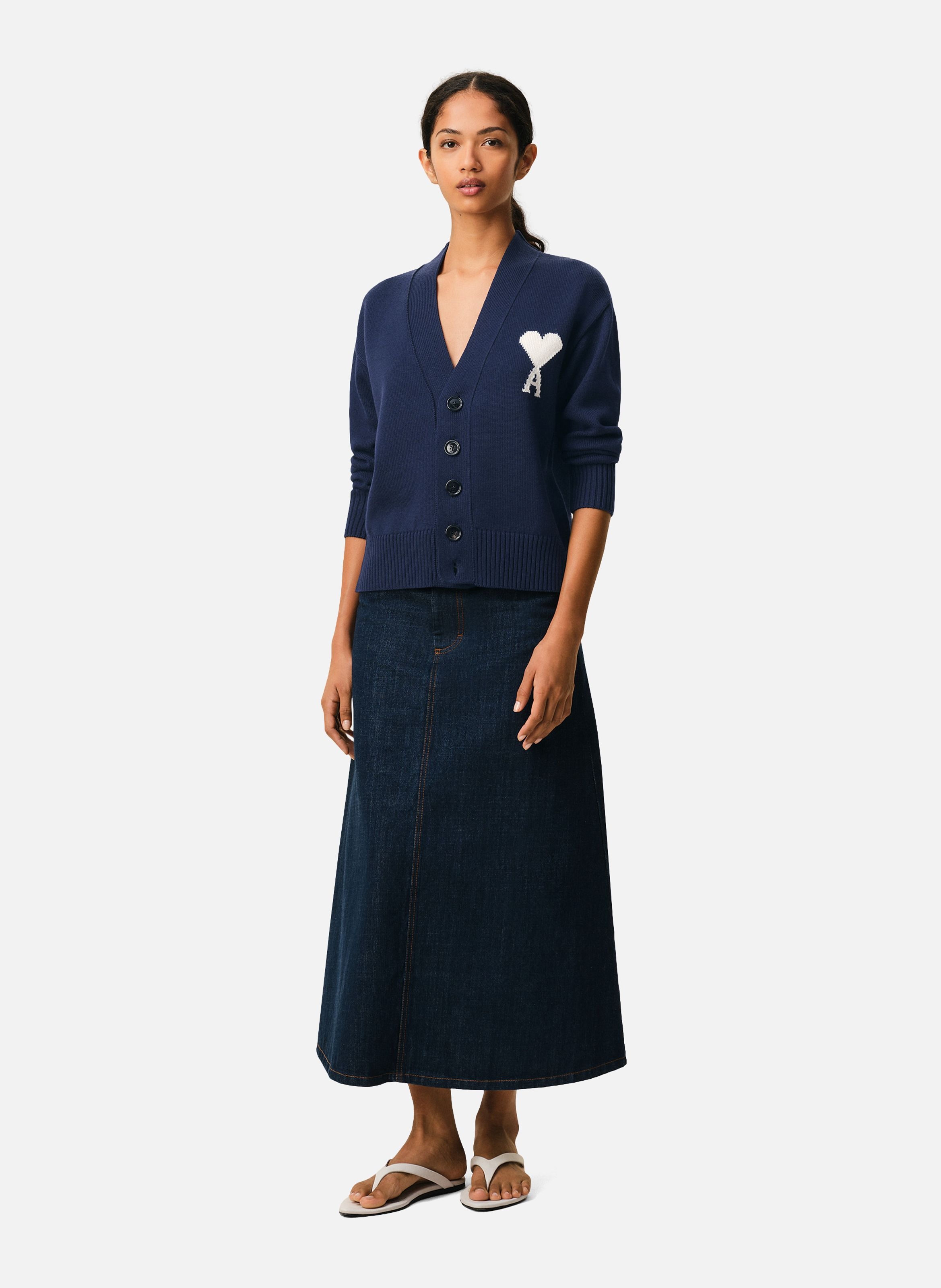 Cardigan ami de coeur en laine unisexe AMI PARIS Bleu