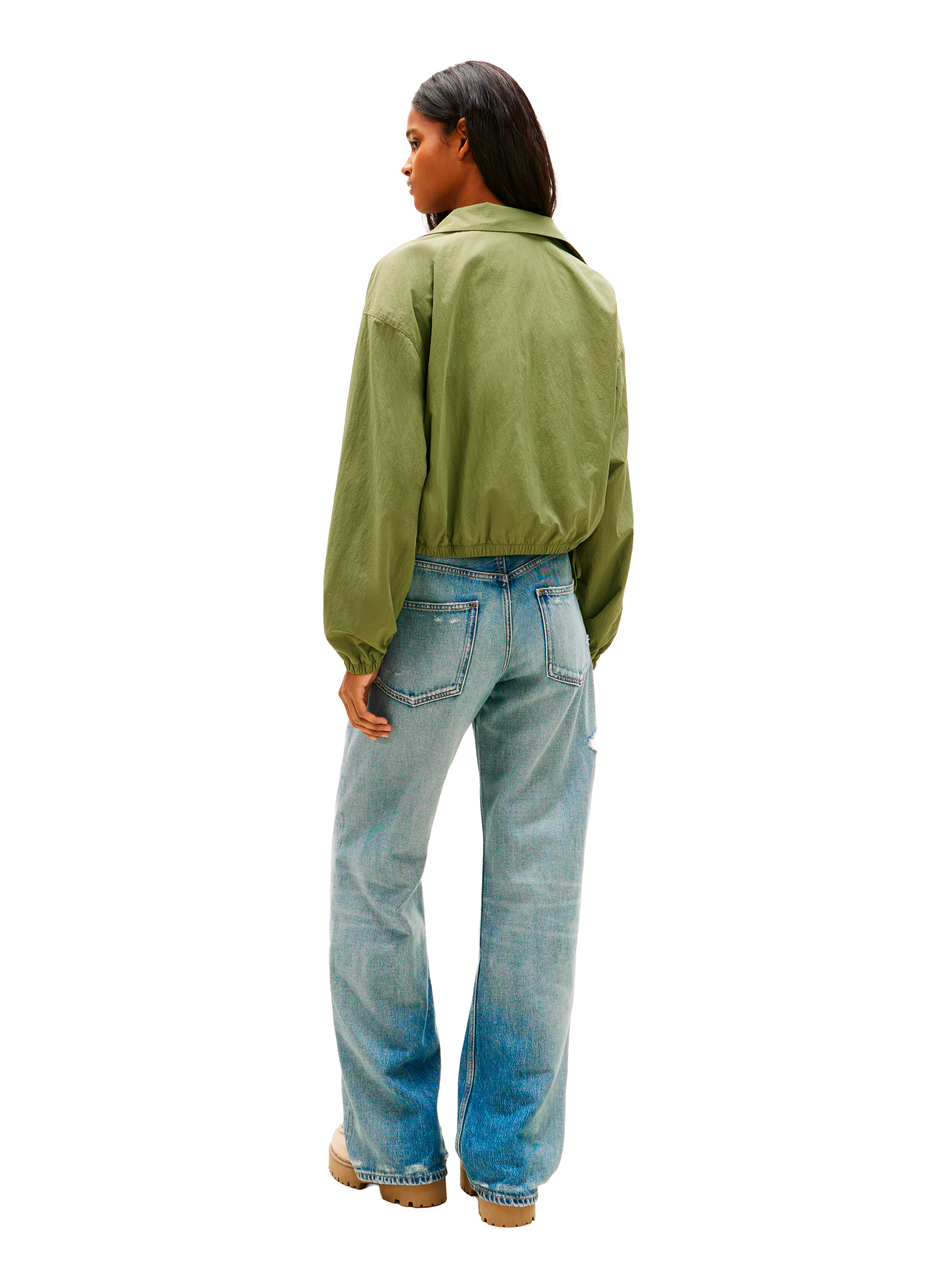 Veste courte droite zippée à liens TOMMY HILFIGER Vert