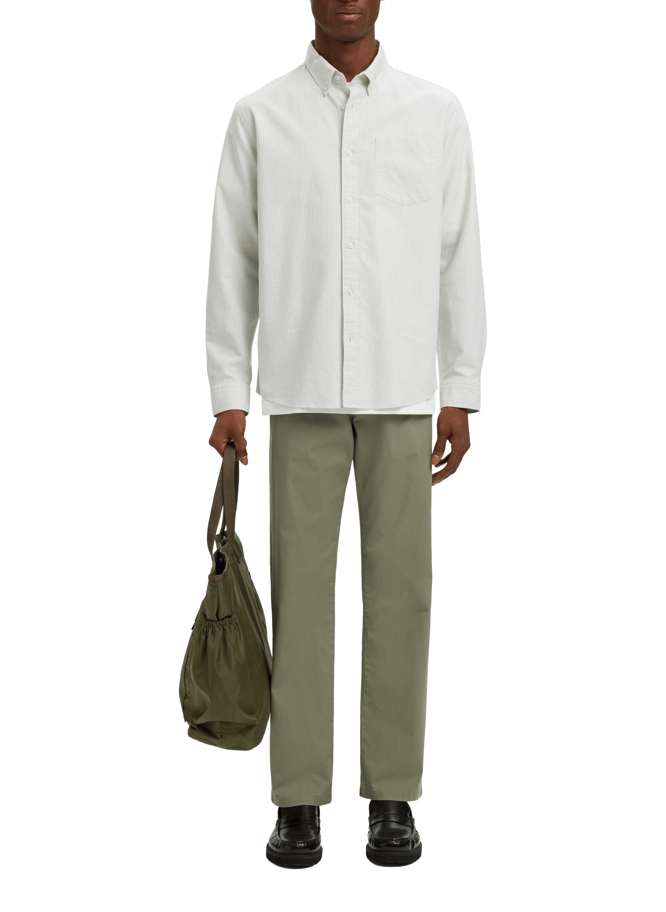 Chemise rayée en coton SELECTED Blanc