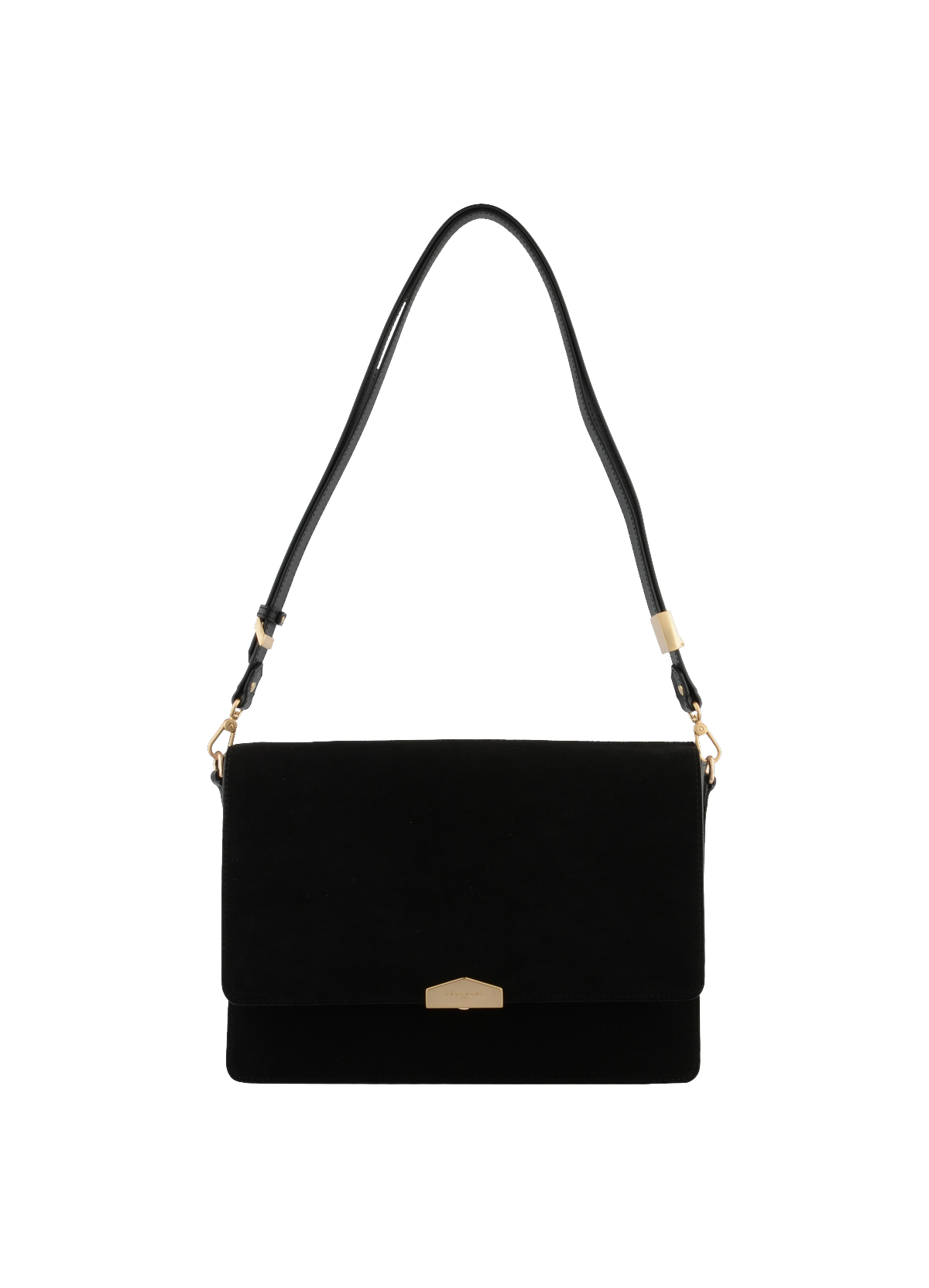 Anjou Daim | Sac porté épaule MM en suede / cuir  Noir