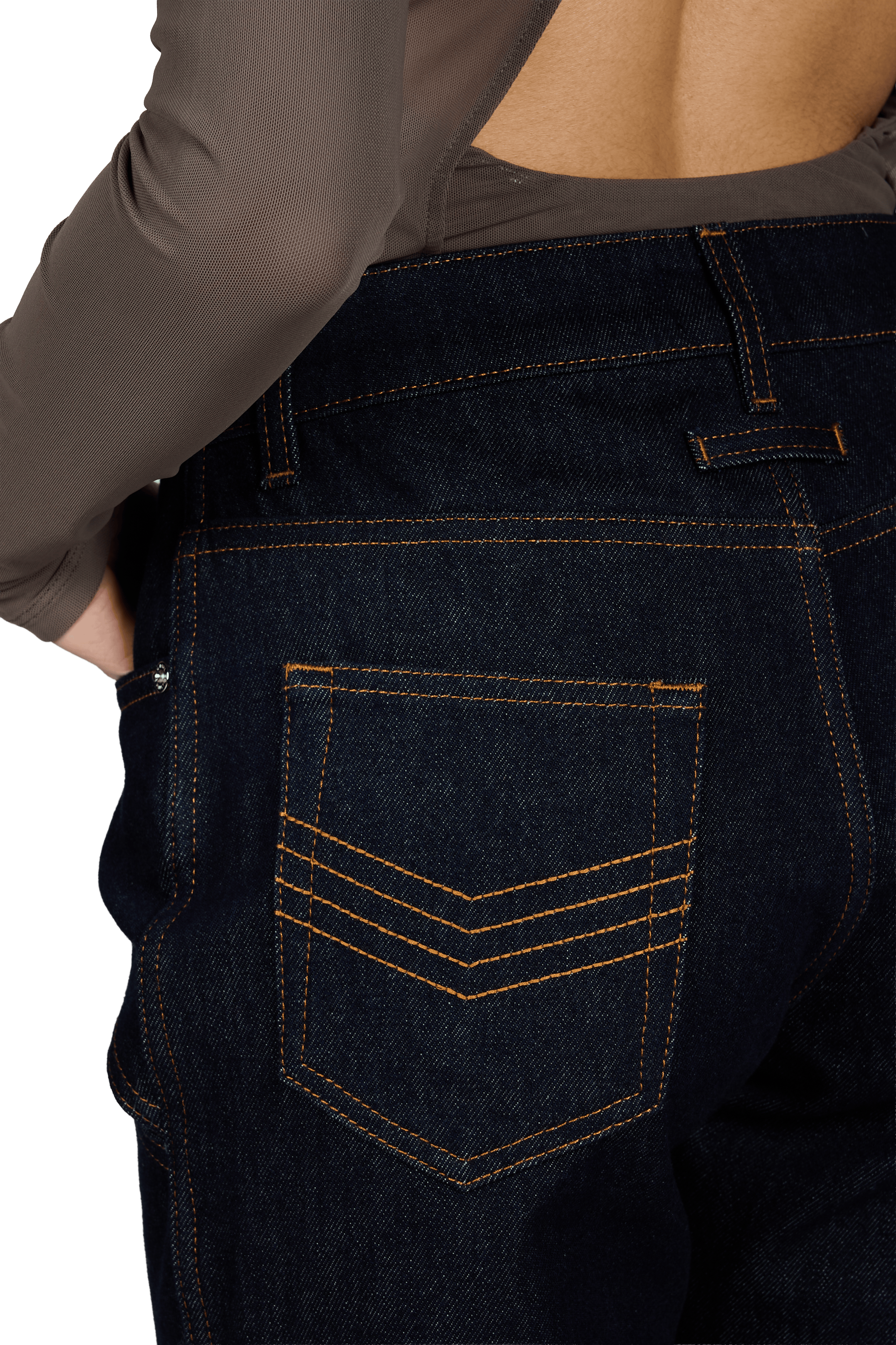 Straight raw denim jeans with cuffs in cotton JEAN PAUL GAULTIER Blue
