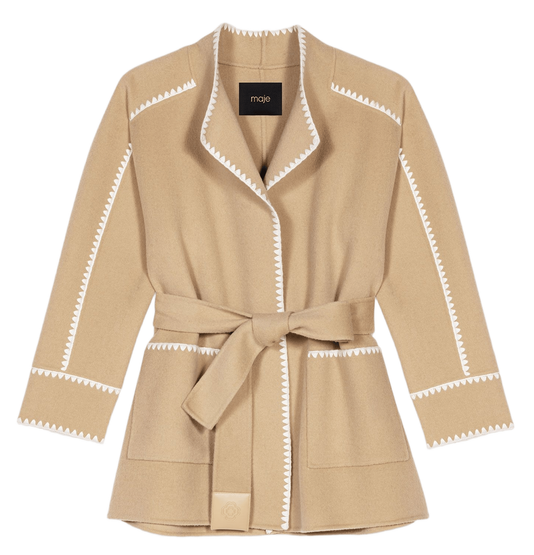 Gilet en laine mélangée col montant MAJE Beige