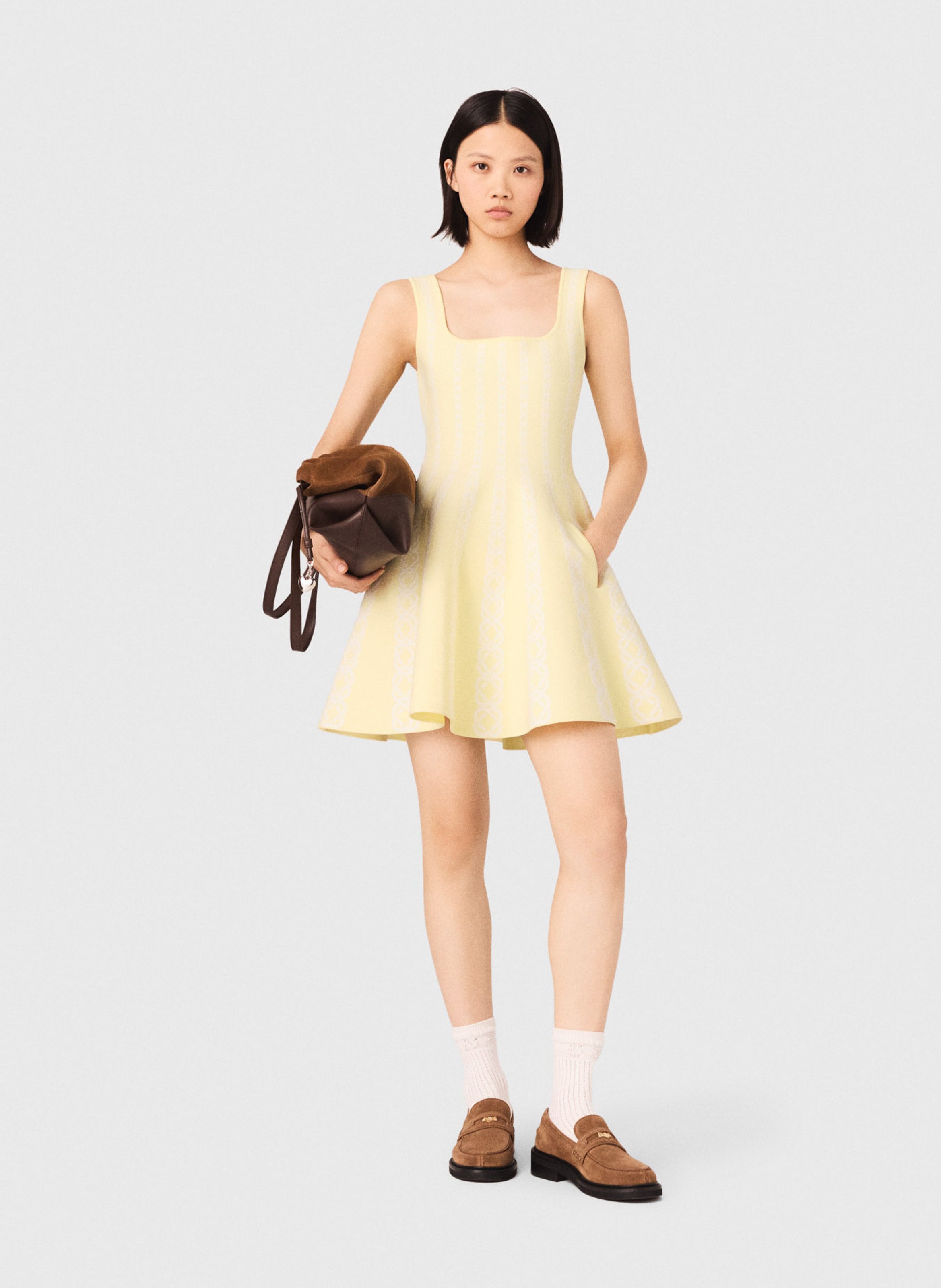 Robe courte col carré MAJE Jaune