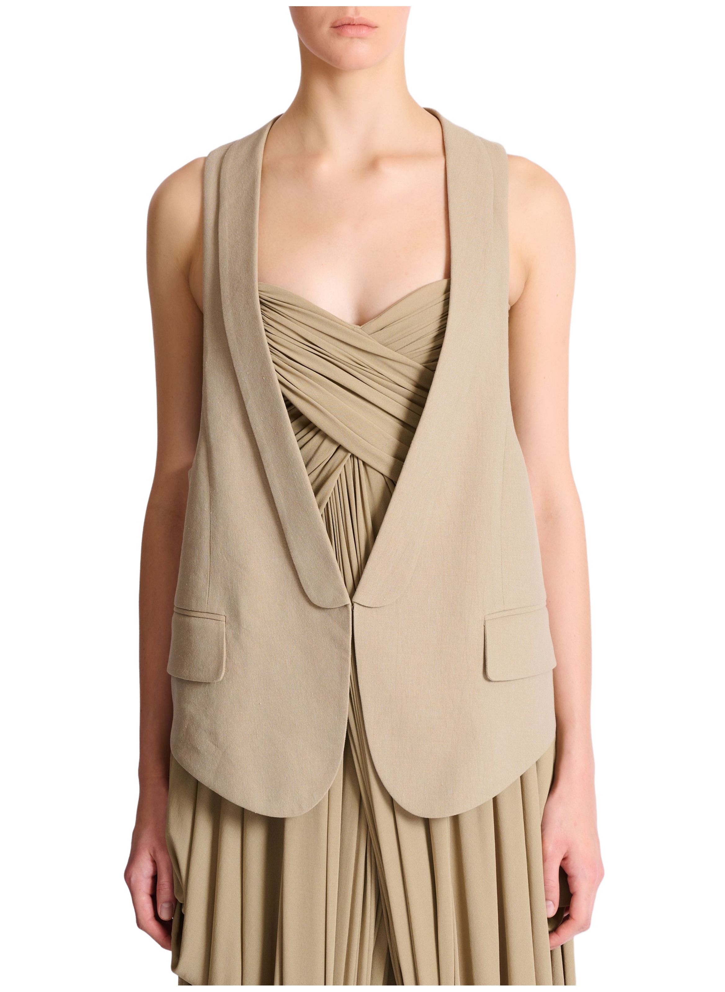 Veston asymétrique en gabardine de coton BALMAIN Beige