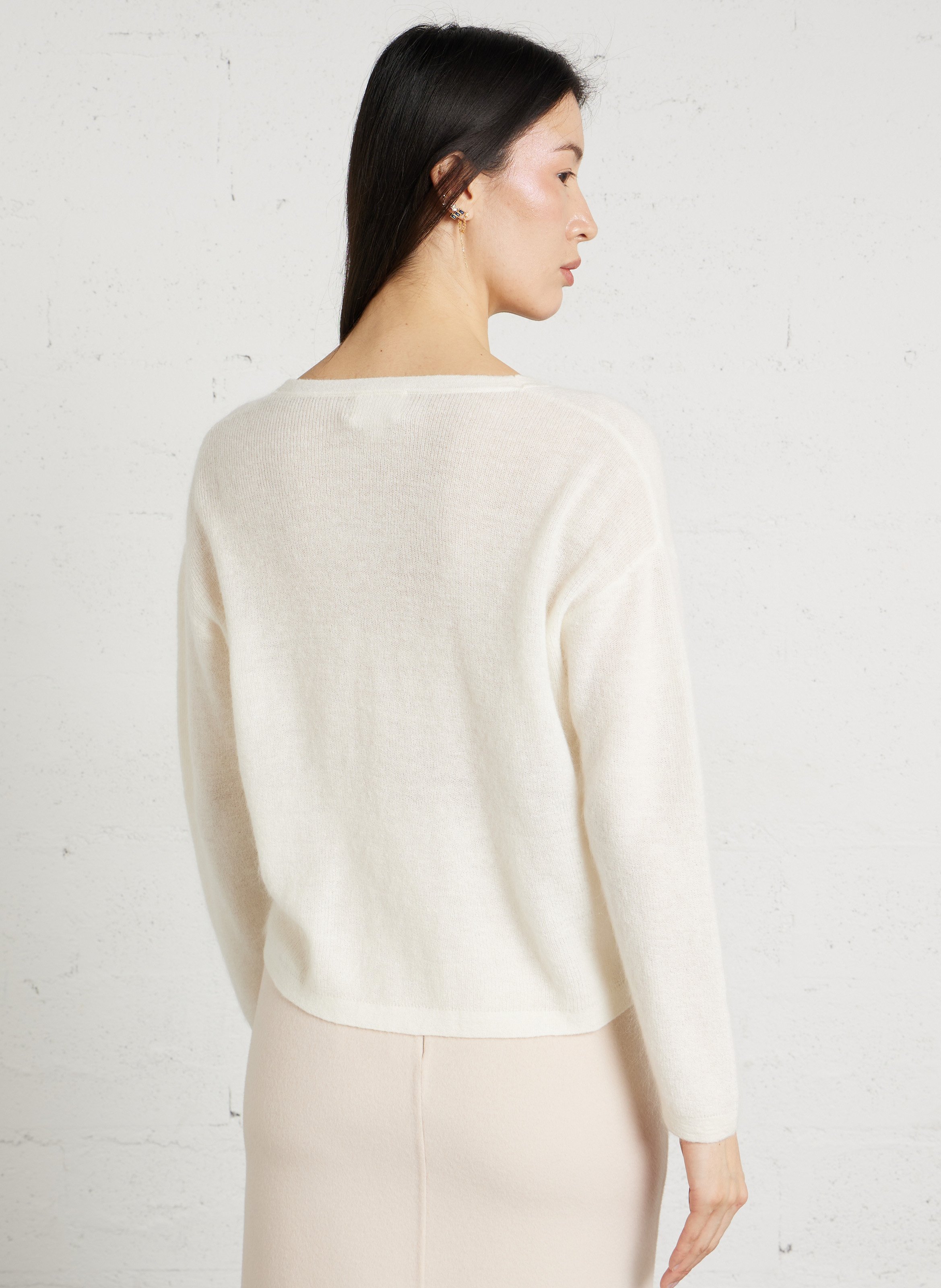 Gilet droit col v en maille paolo MAISON 123 Blanc