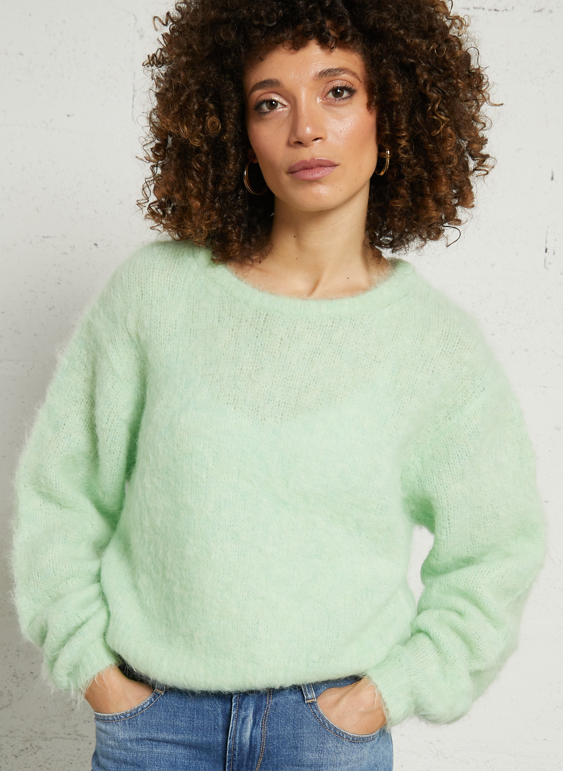 Pull oversize col rond en laine mélangée niby AMERICAN VINTAGE Vert