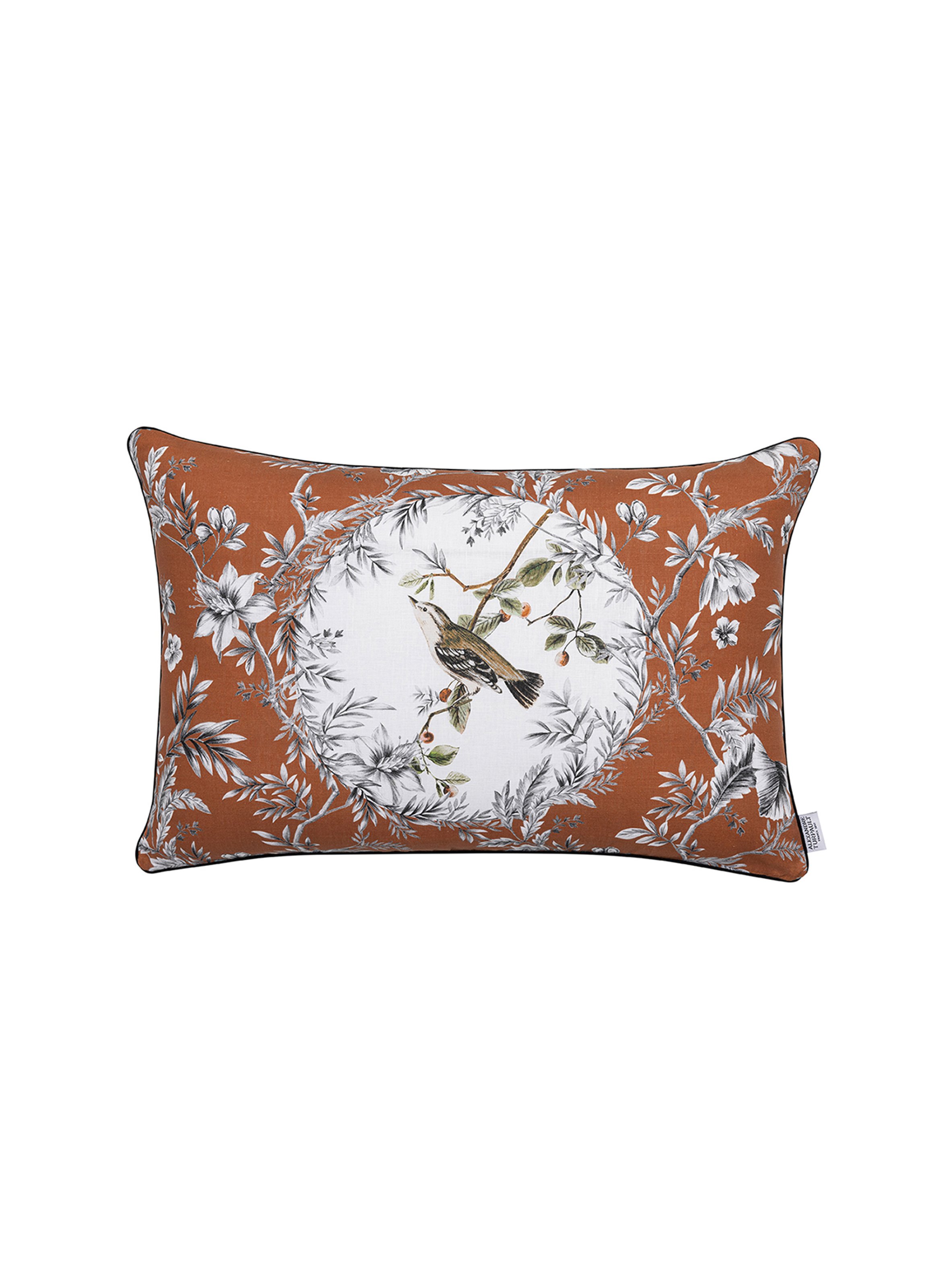 Housse de coussin imprimé en lin, comedie sorbier ALEXANDRE TURPAULT Orange