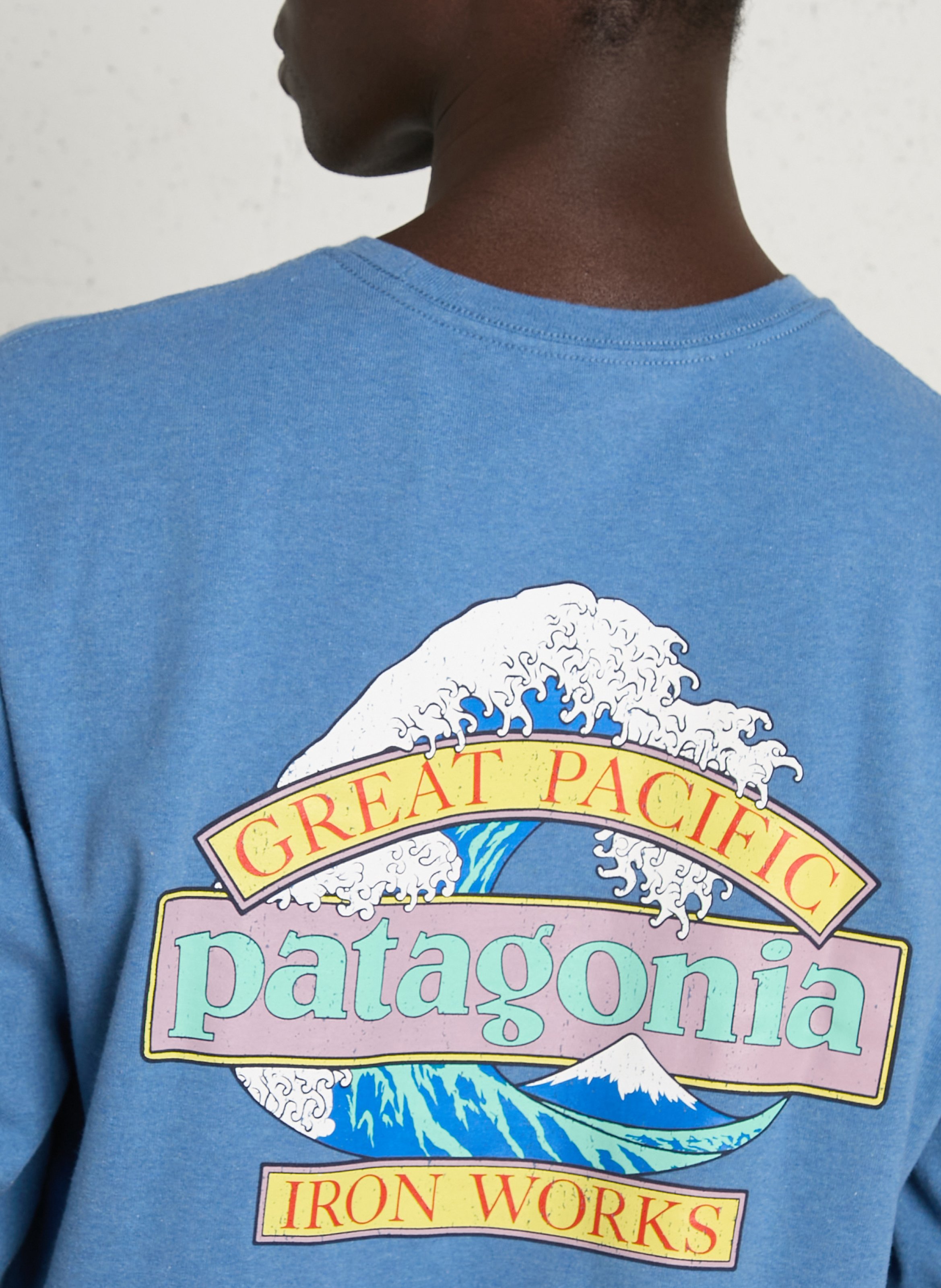 Tee-shirt droit col rond en coton recyclé mélangé PATAGONIA Bleu