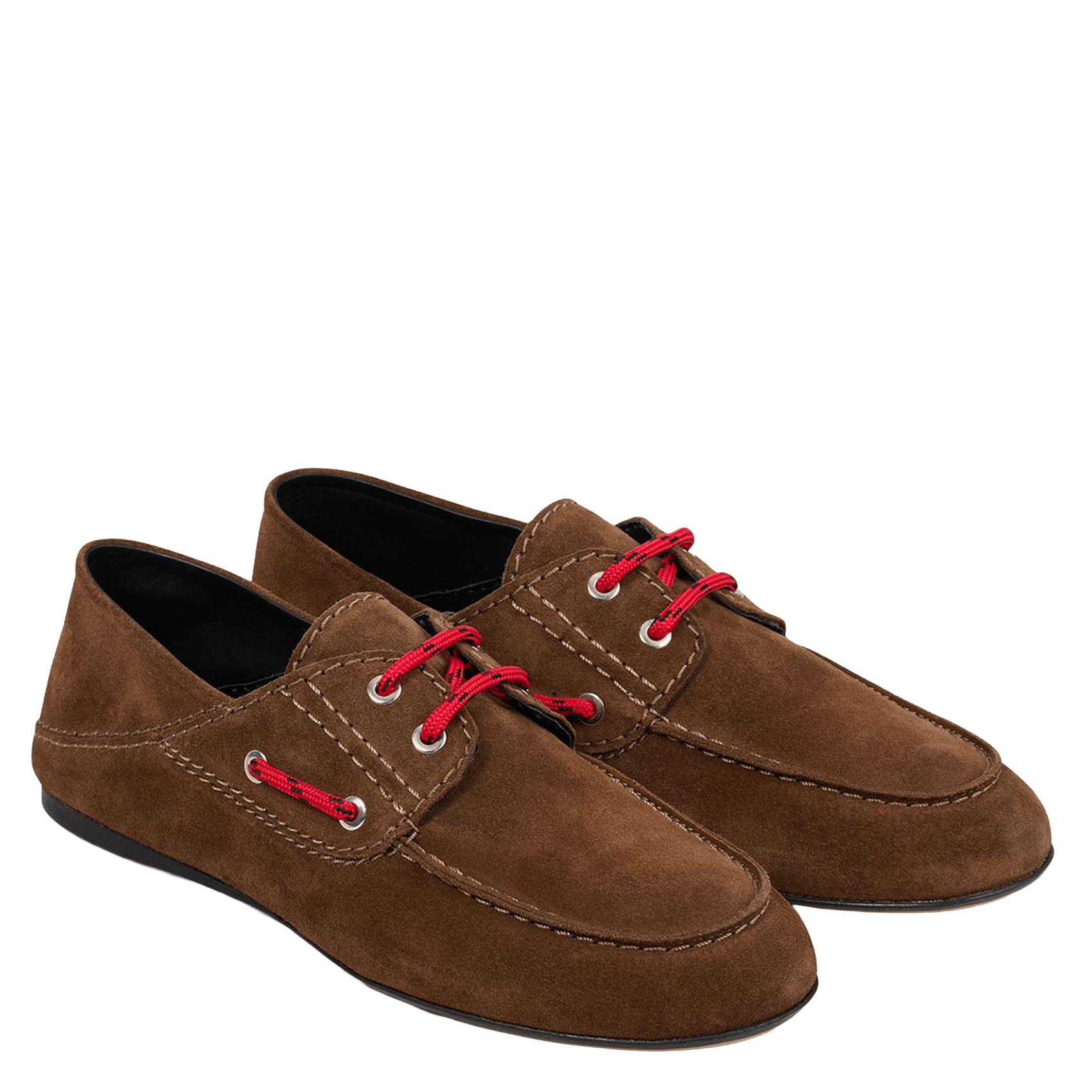 Chaussures bateaux en cuir velours SANDRO Marron