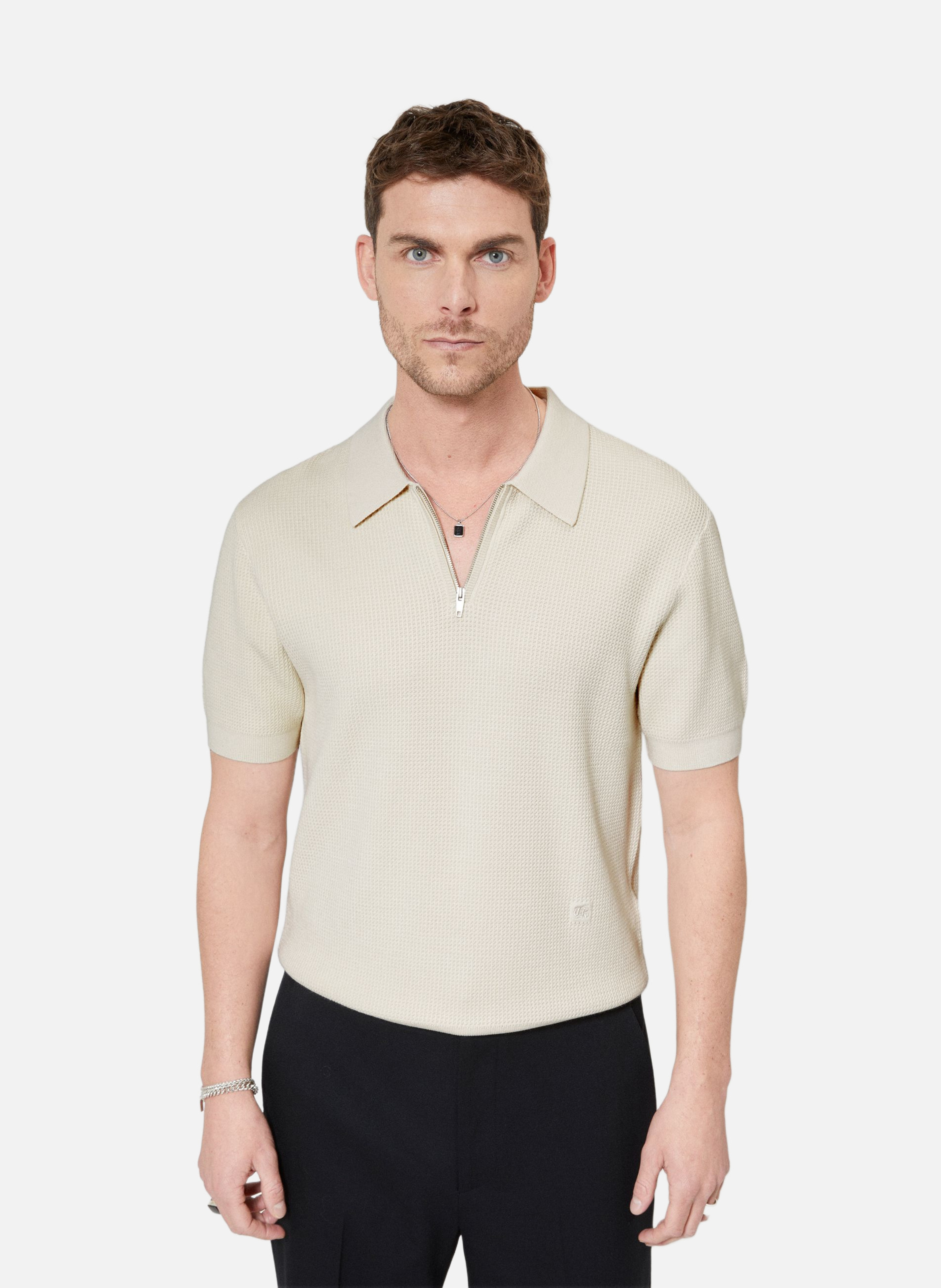 Pull col polo à zip THE KOOPLES Beige