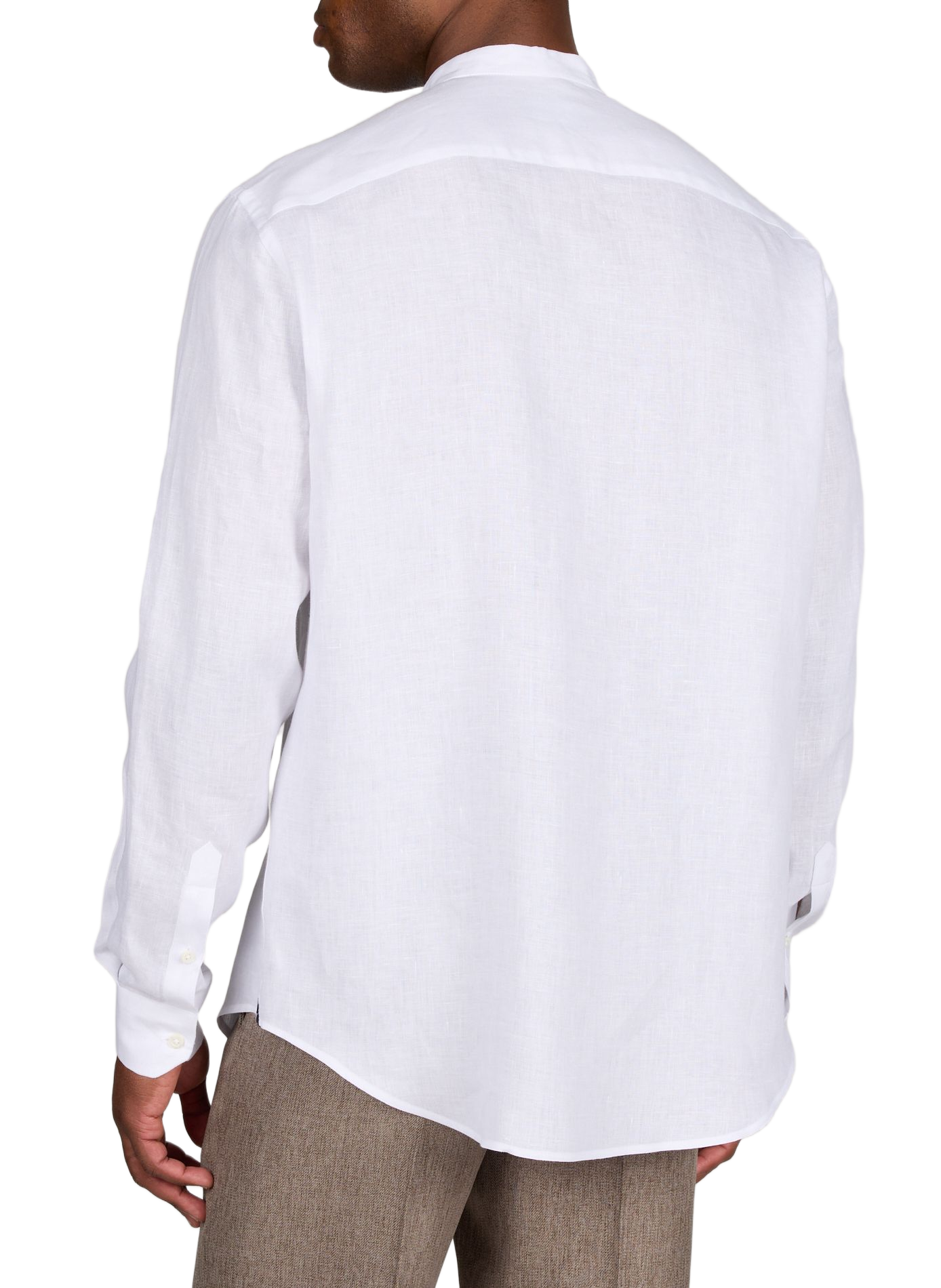 Camicia con colletto alla coreana in puro lino. EMPORIO ARMANI Bianco