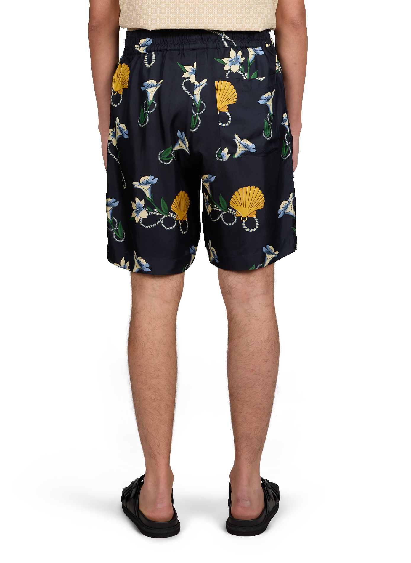 Short à fleurs en soie DROLE DE MONSIEUR Bleu