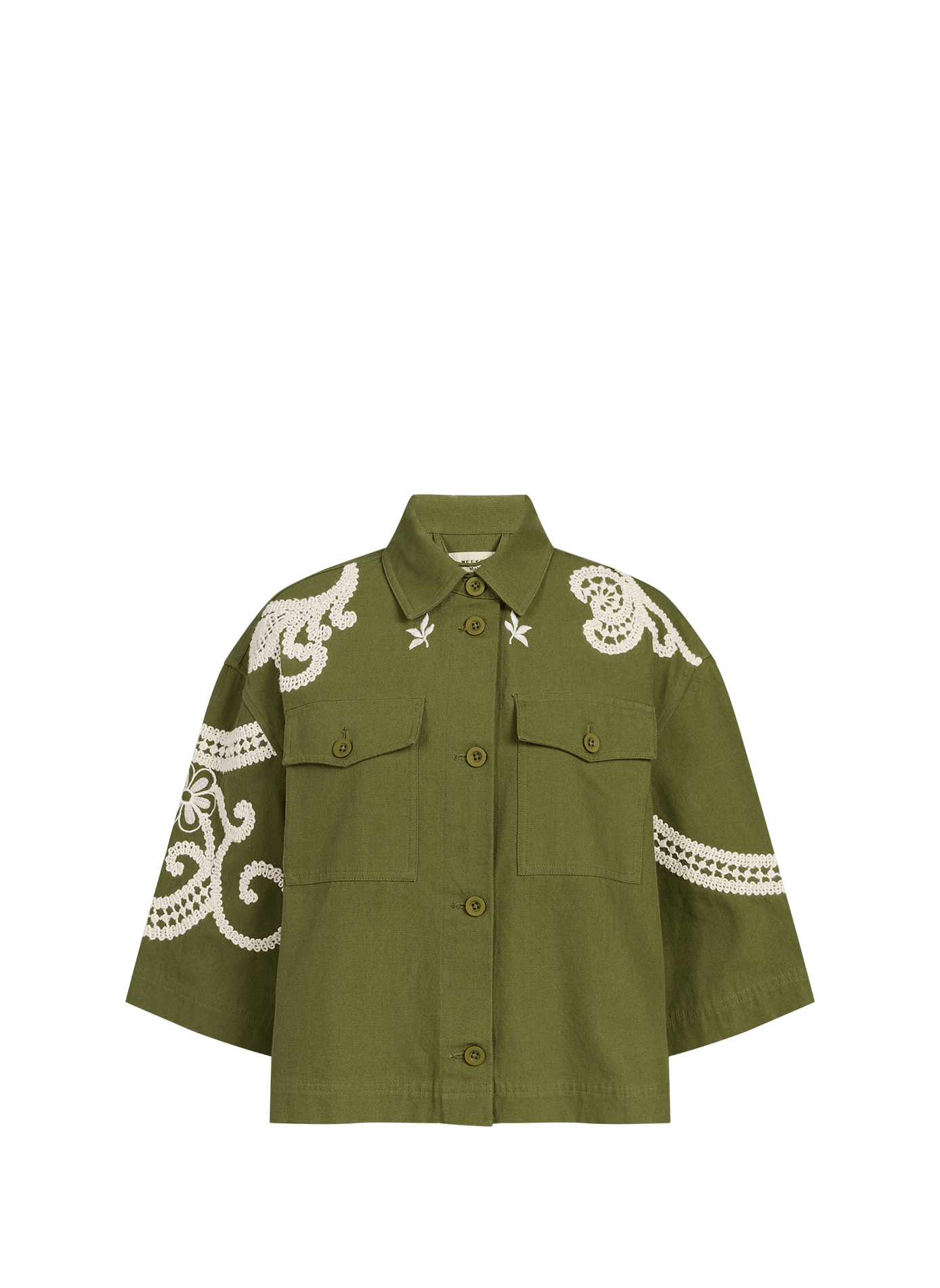 Veste brodée en coton MAX MARA WEEK END Kaki