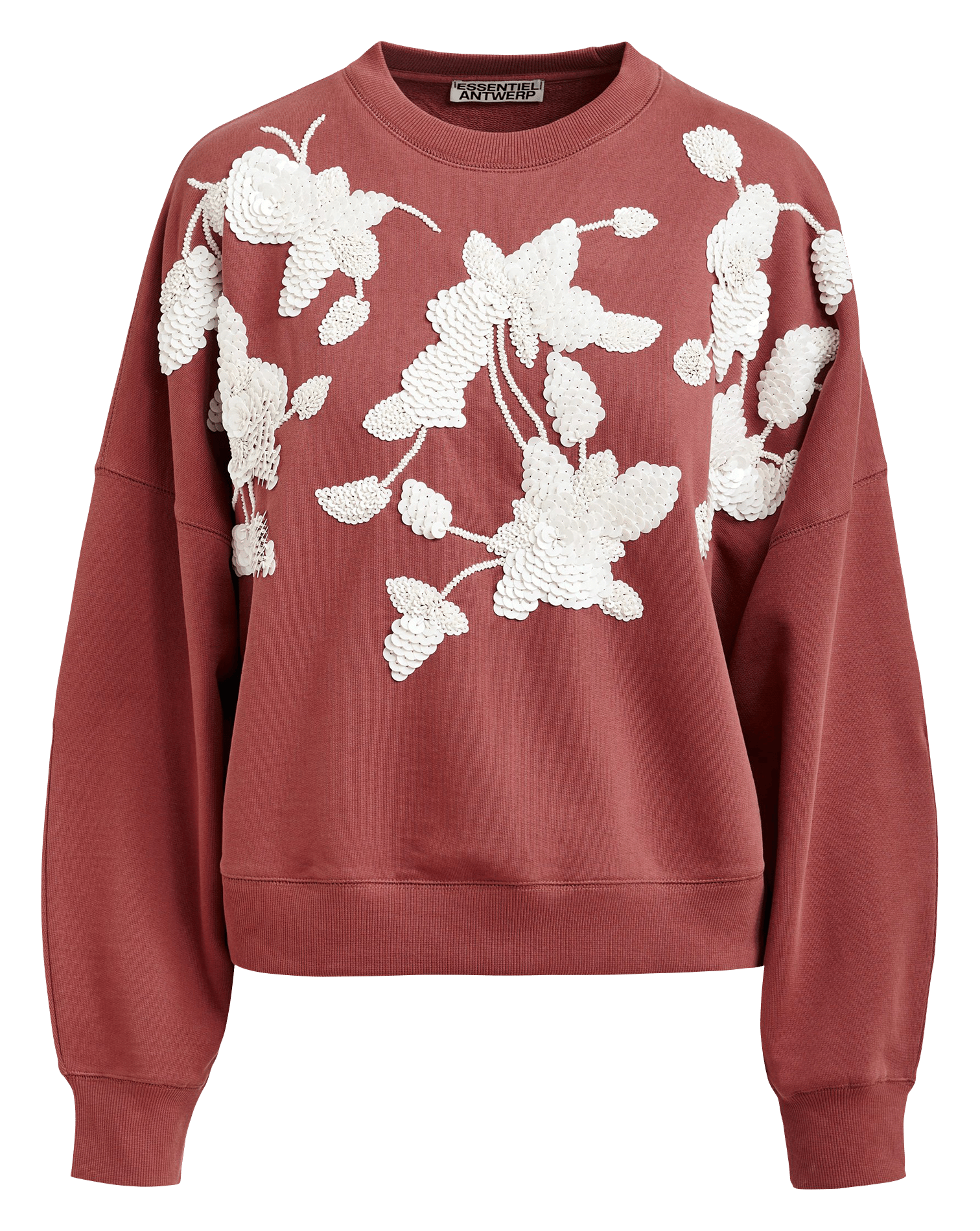 Sweat ample à fleurs brodés jaga ESSENTIEL ANTWERP Marron