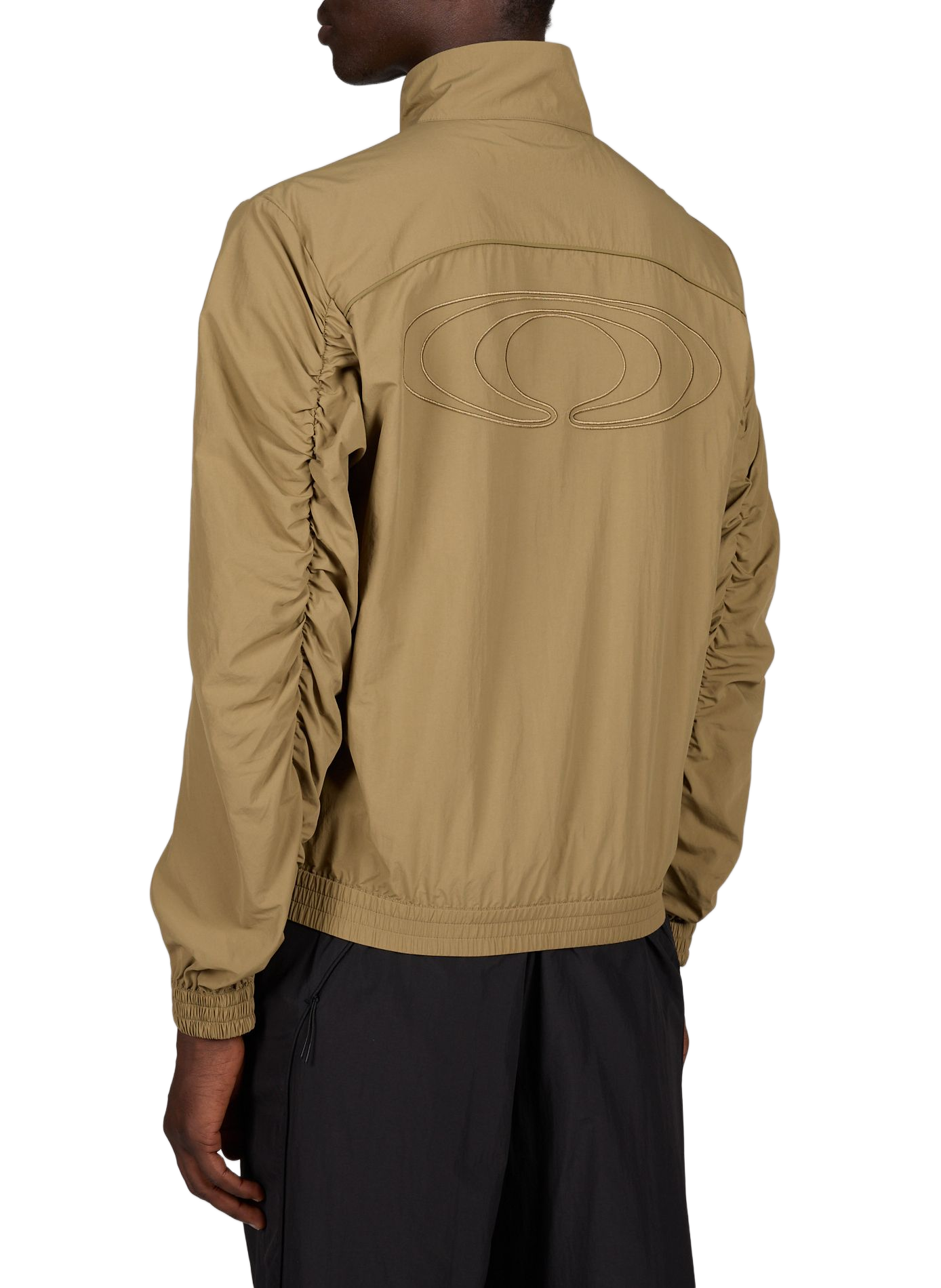 Fitted jacket with high collar and zipper RAINS Green