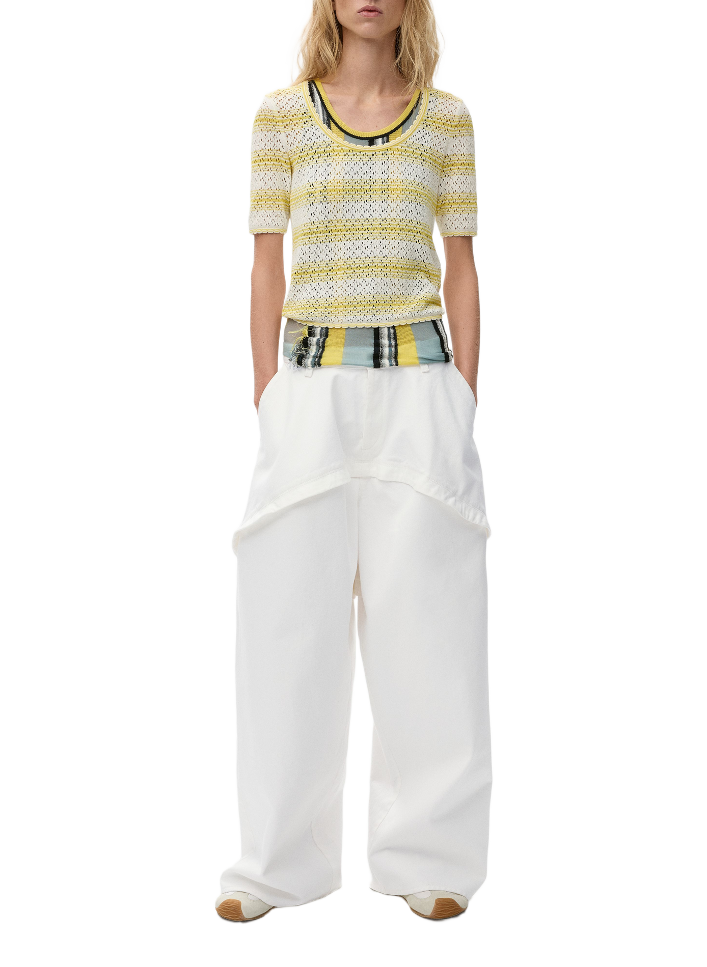 Short-sleeved cotton blend sweater LOEWE Yellow