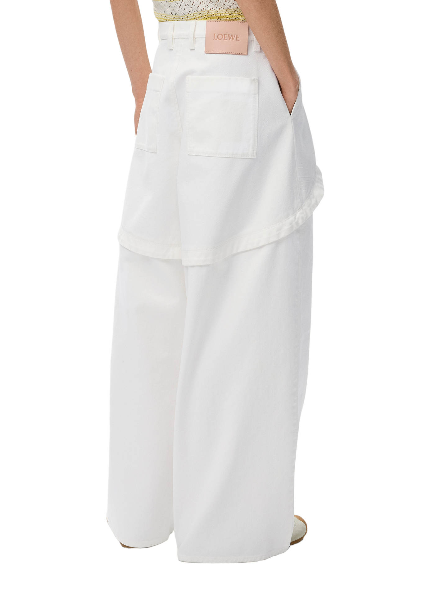 Asymmetric cotton denim pants LOEWE White