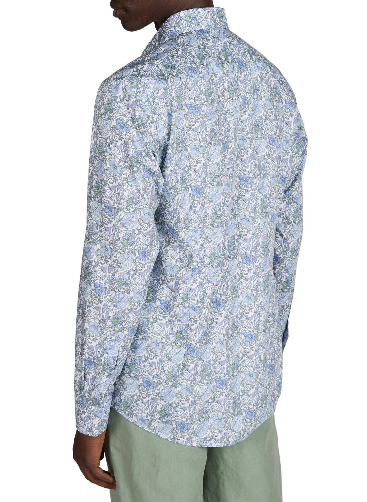 Chemise slim imprimée en coton ETON Vert