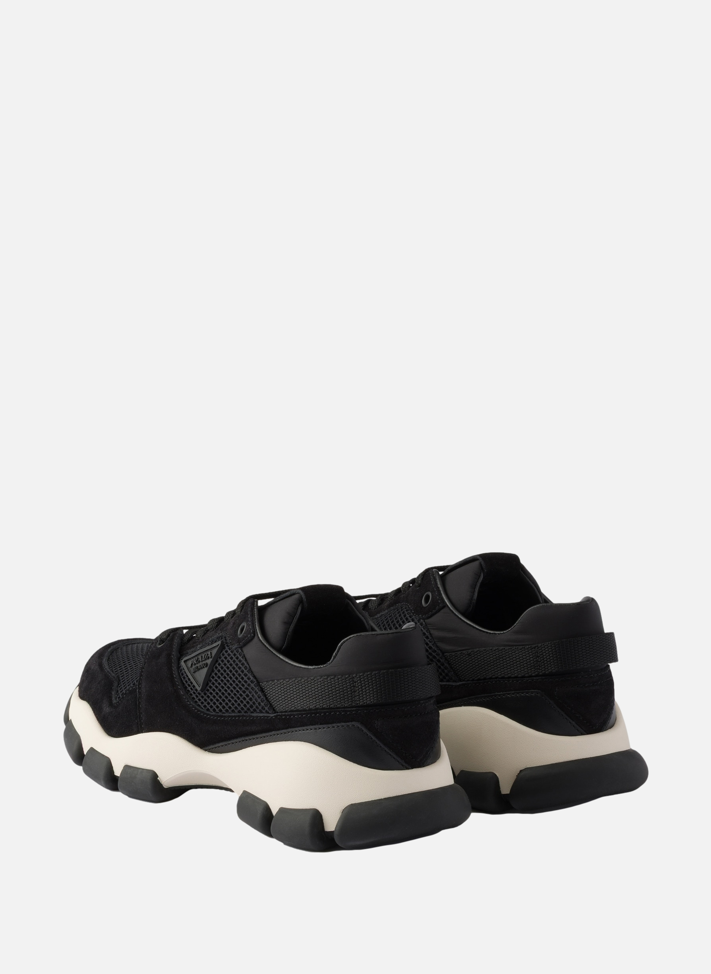 Baskets en tissu mesh et en suède PRADA Noir