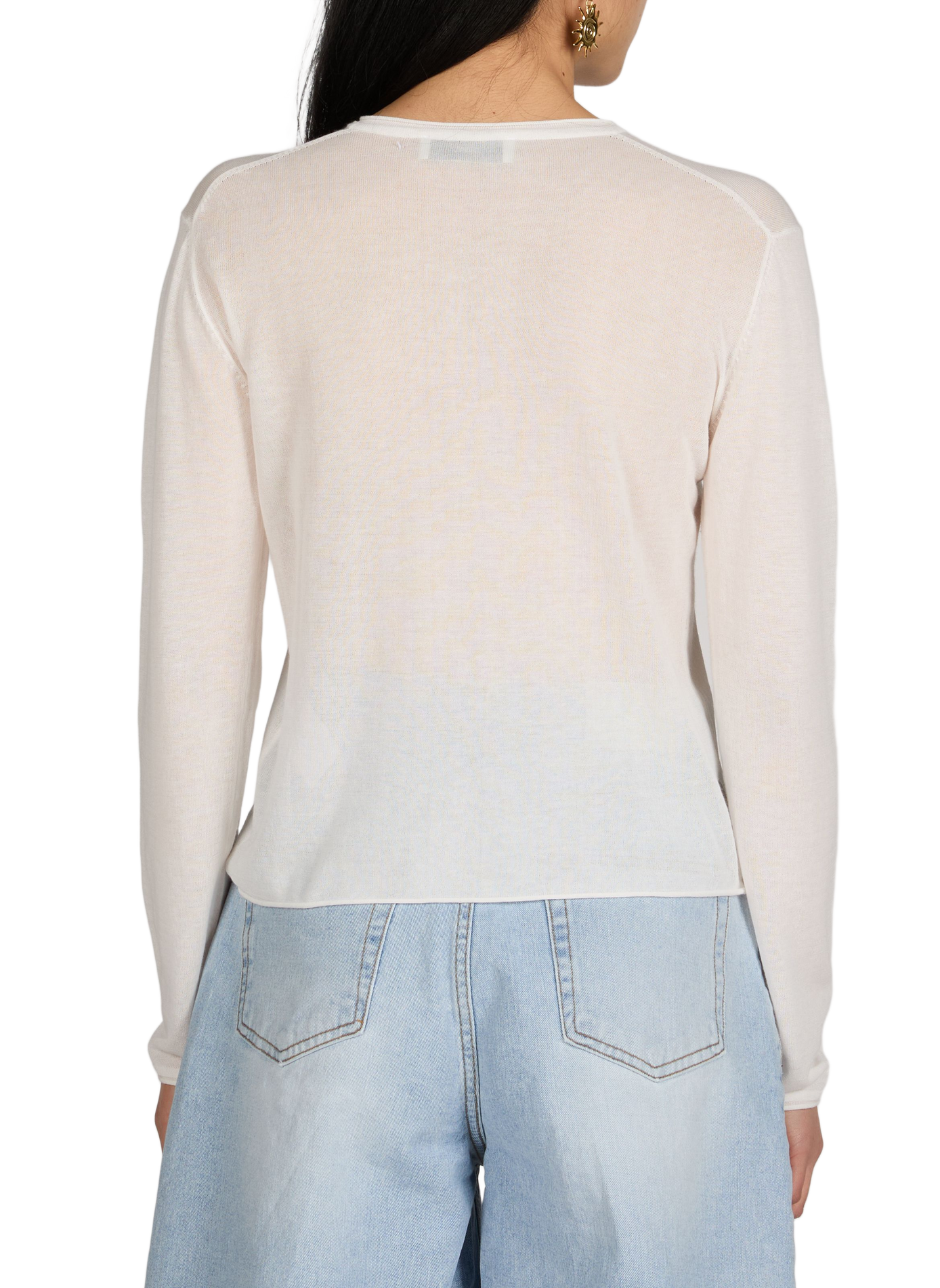 Transparent round-neck cardigan in blended cotton DUNST White