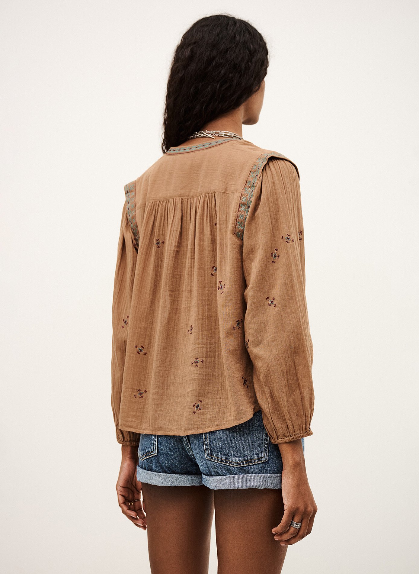 Chemise col rond en coton dalila BA&SH Beige