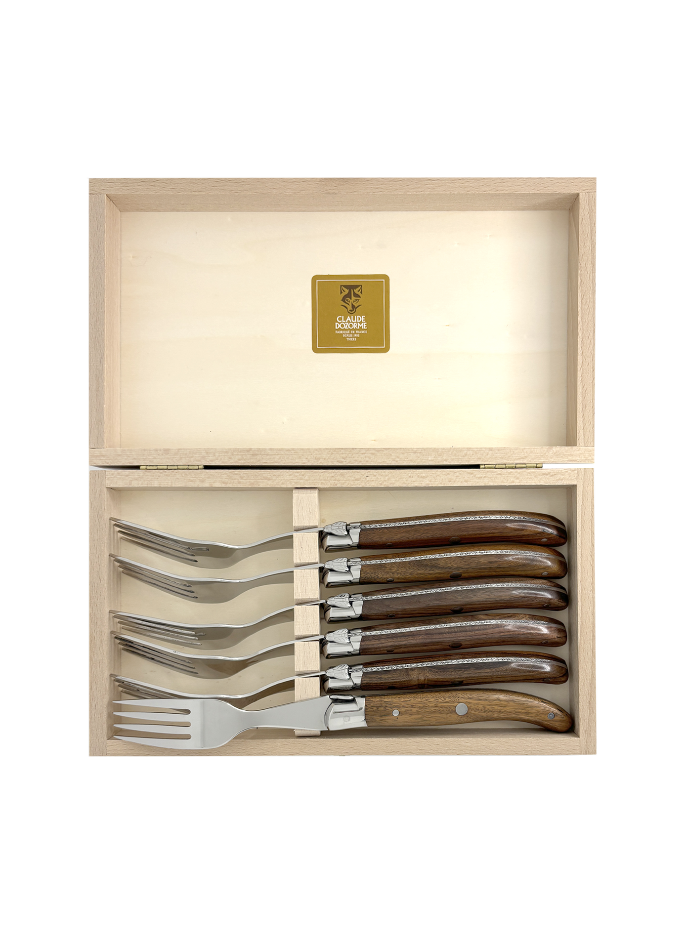 Set of 6 Laguiole forks DOZORME Brown