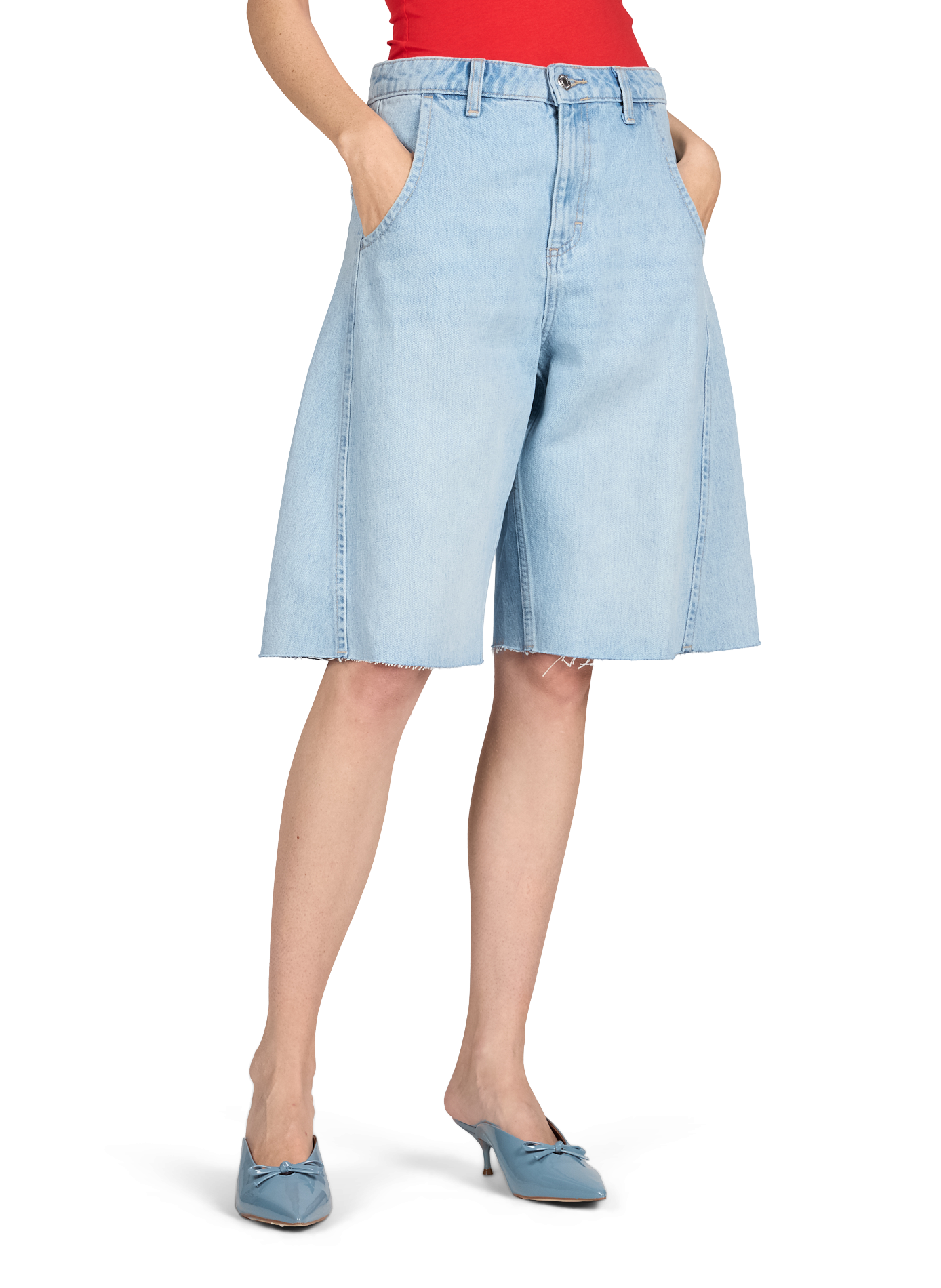 Kurze Tsjoa Coupe Barrel aus Baumwolle TOPSHOP Blau
