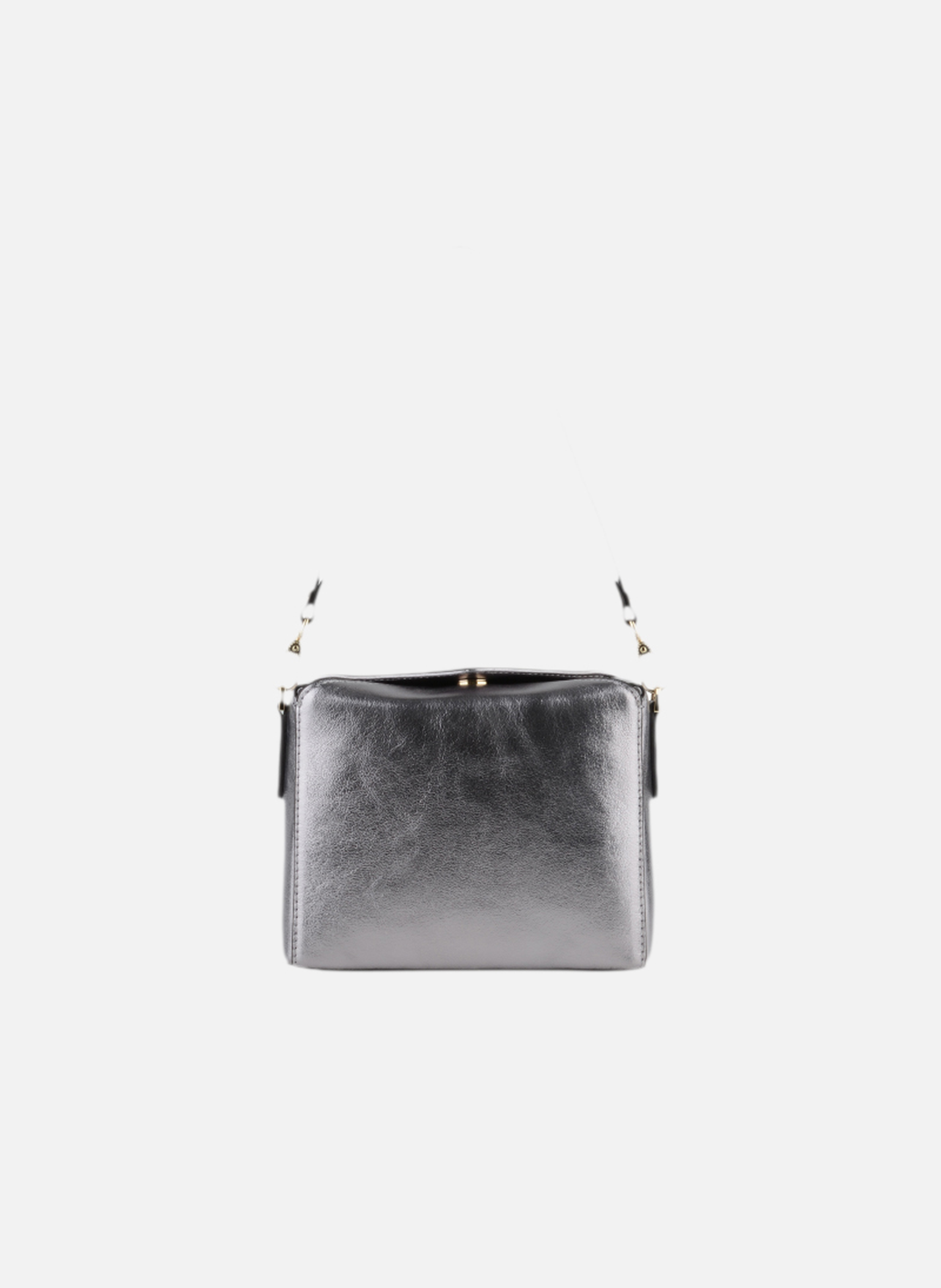 Cassetta metallic | sac porté crossbody en cuir de vachette POURCHET Gris