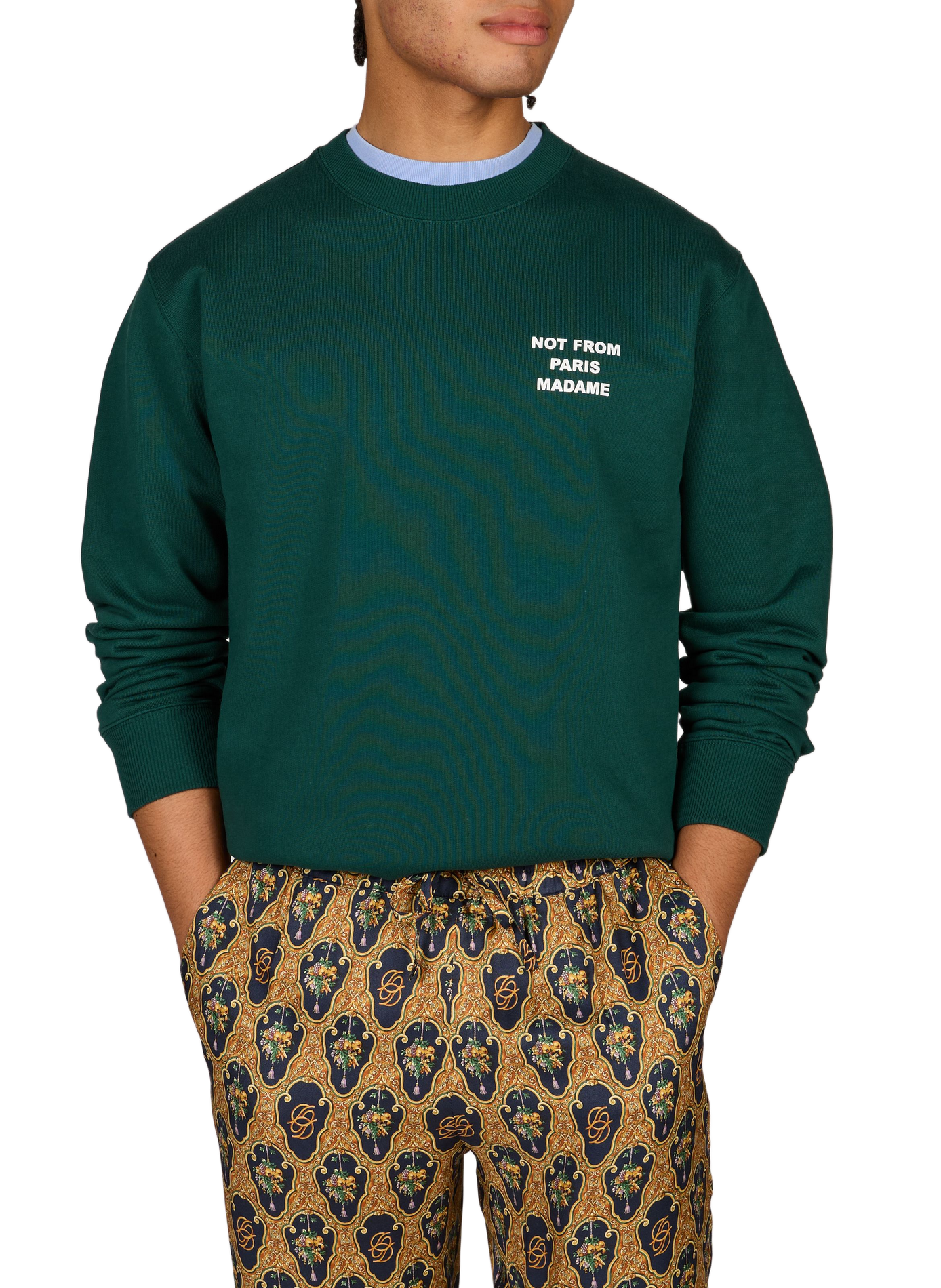 Slogan cotton sweatshirt DROLE DE MONSIEUR Green