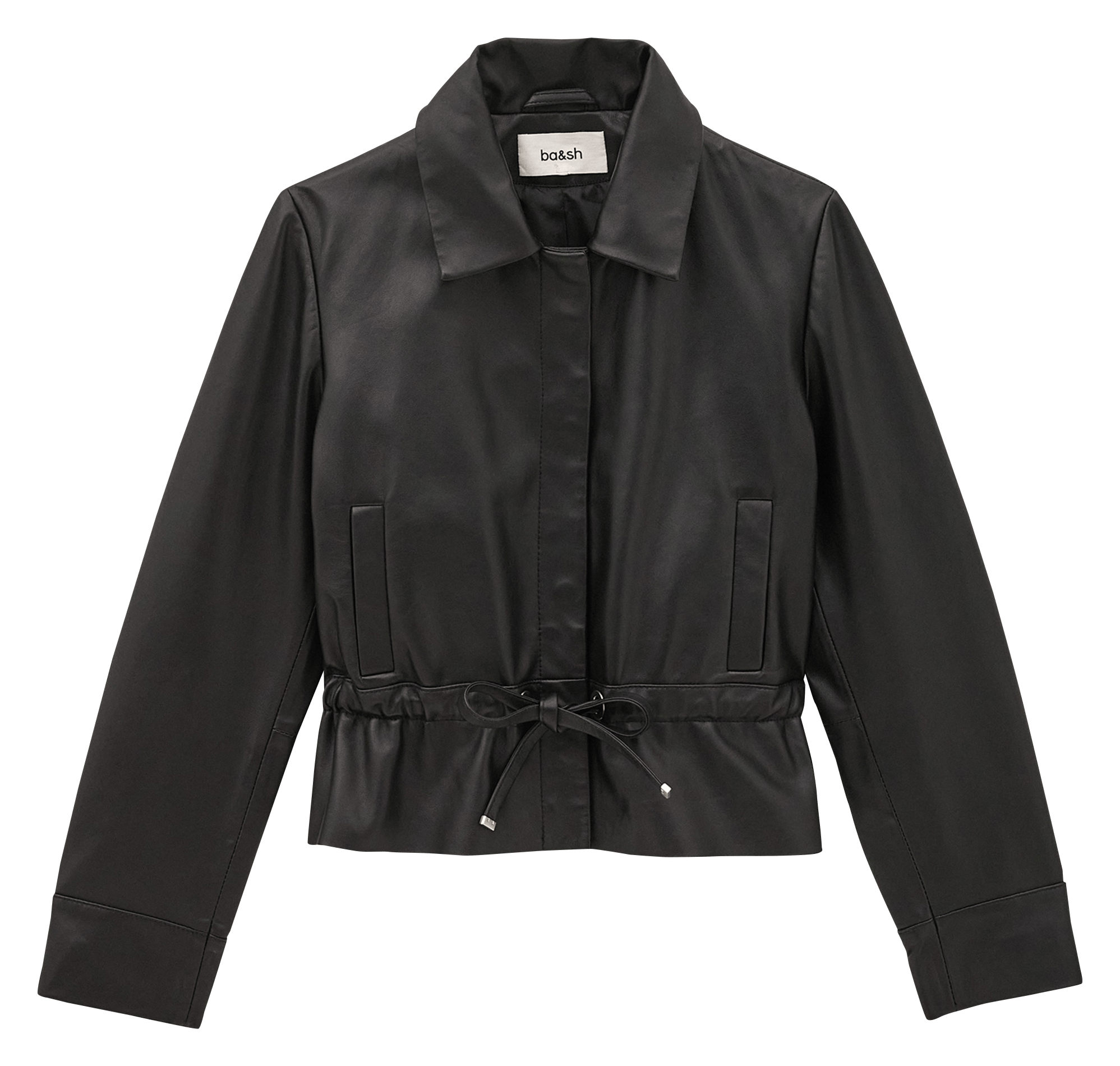 Veste courte cintrée en cuir manita BA&SH Noir