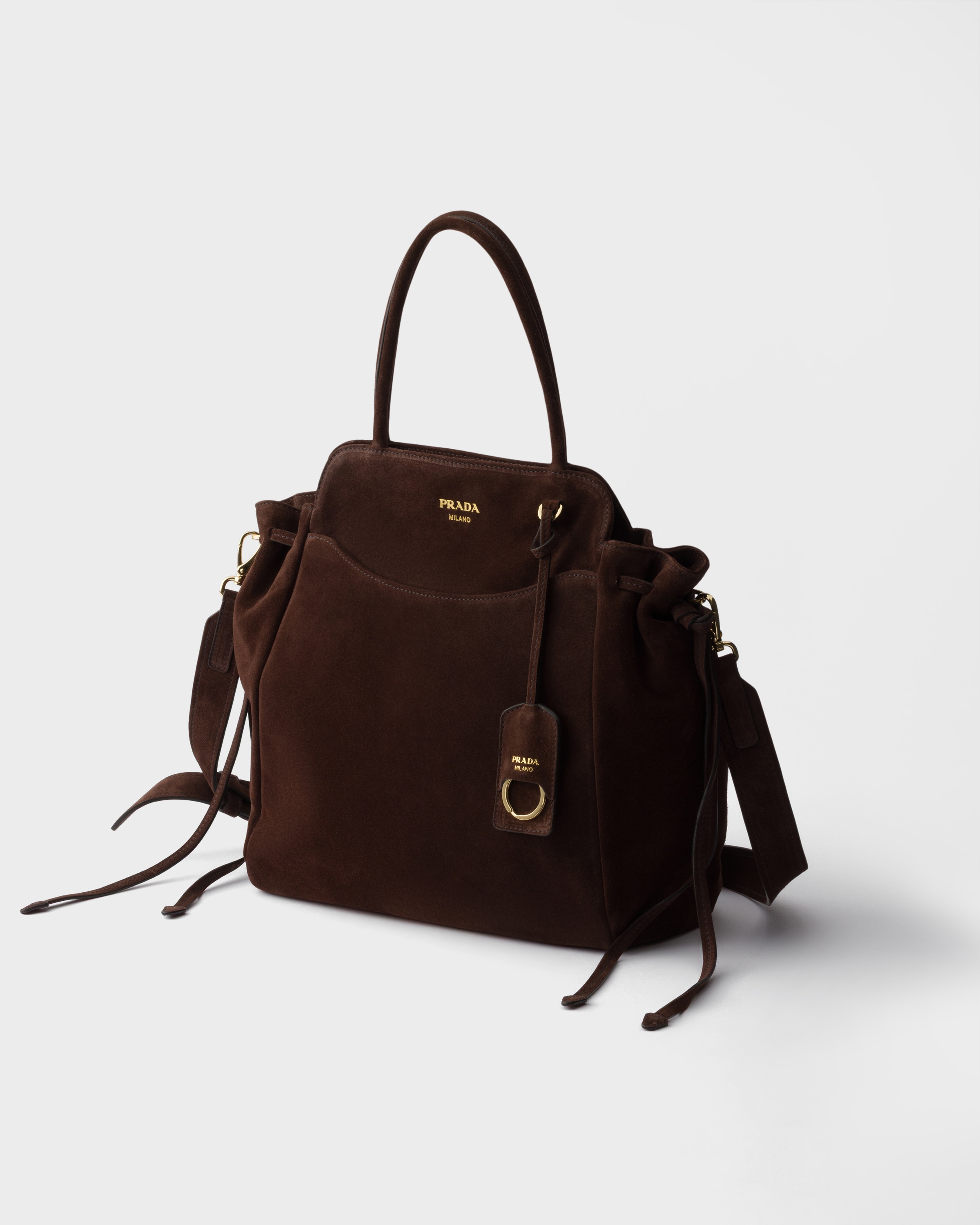 Sac prada carry moyen en veau velours PRADA Marron