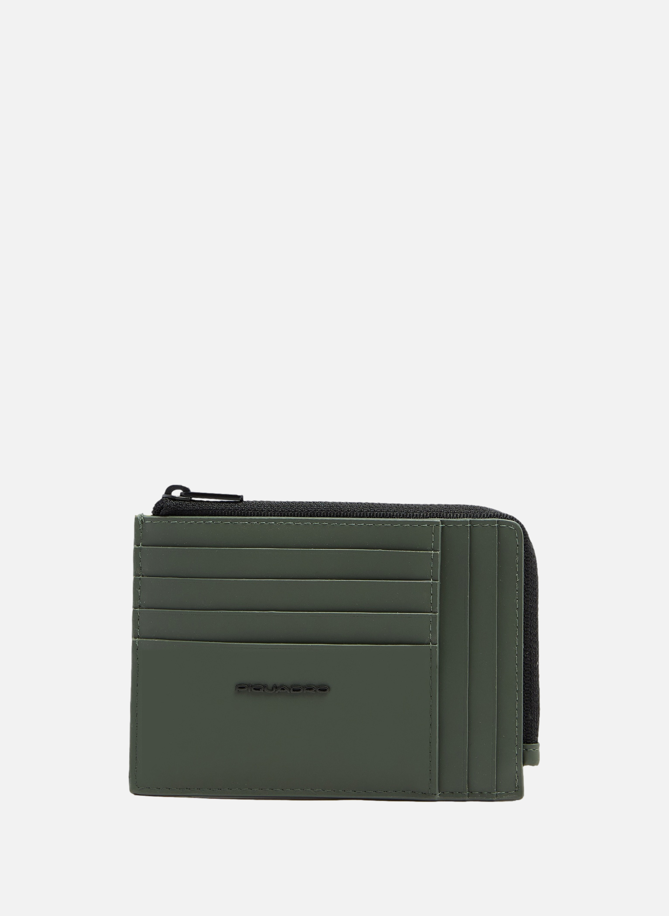Portefeuille porte-cartes de crédit homme zippé PIQUADRO Vert