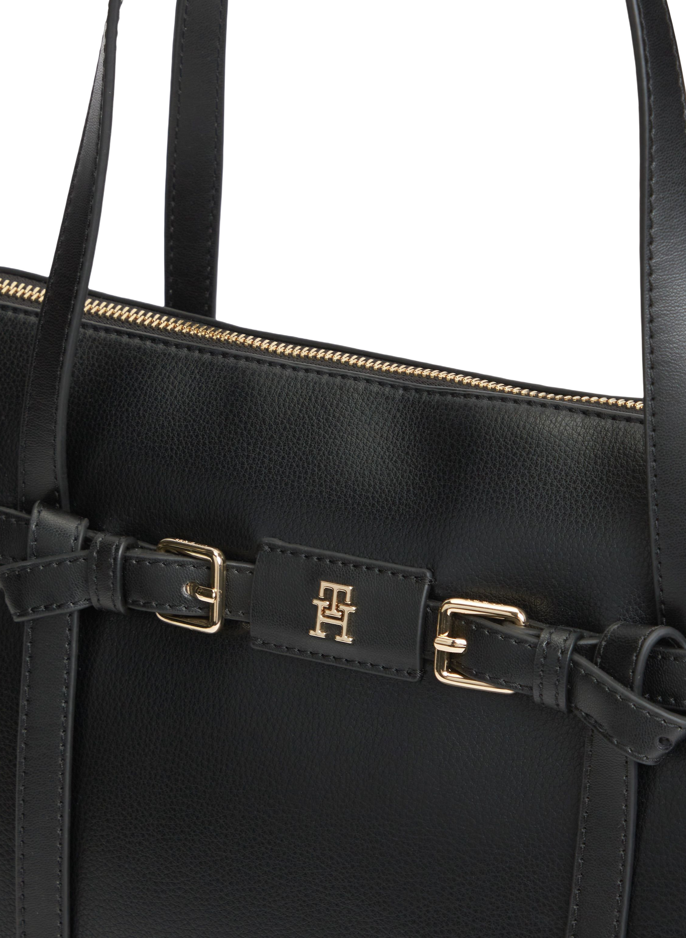 Einfarbige Schultertasche mit Reißverschluss | Schwarz TOMMY HILFIGER Damen
