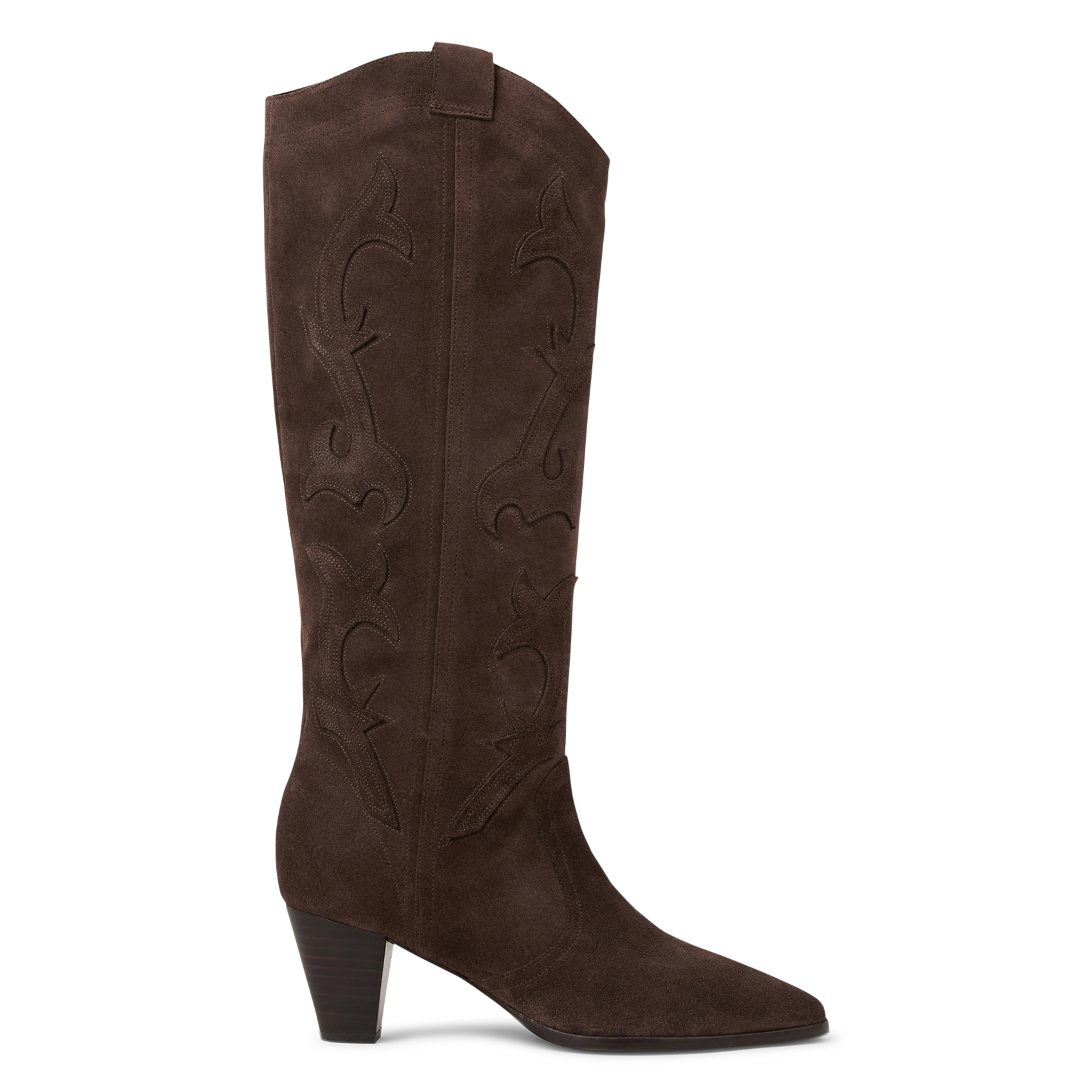 High Casey-leren laarzen met arabesk borduursel BA&SH Bruin