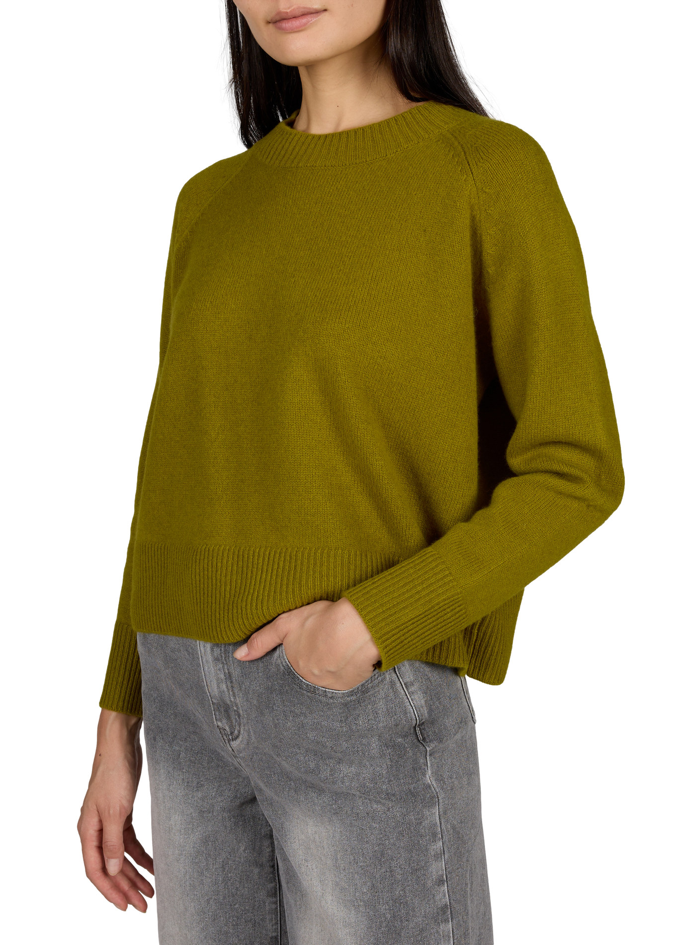 Plain round-neck oversized wool sweater SUNCOO Green