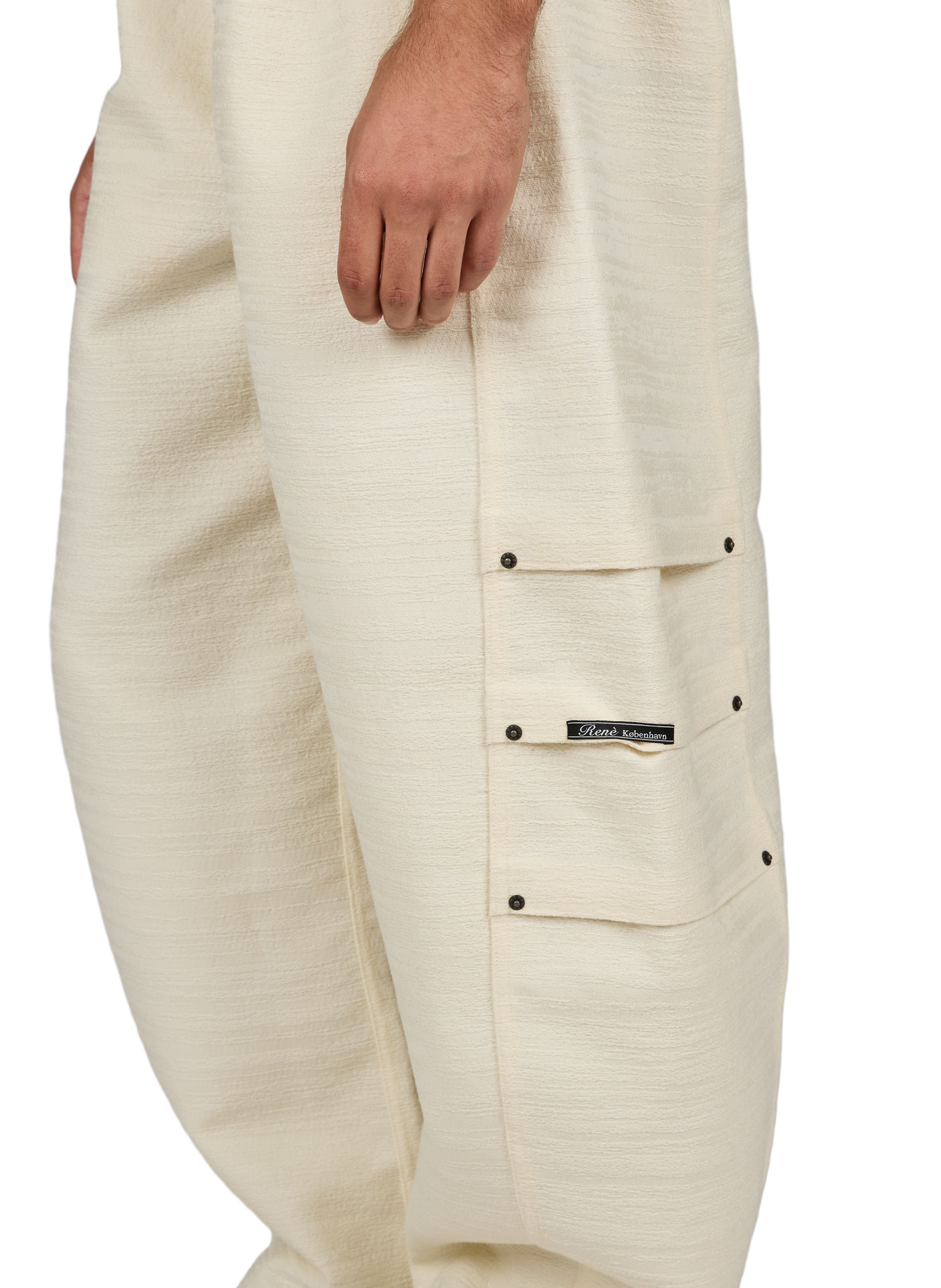 Wijde broek van wolmix RENÈ Wit